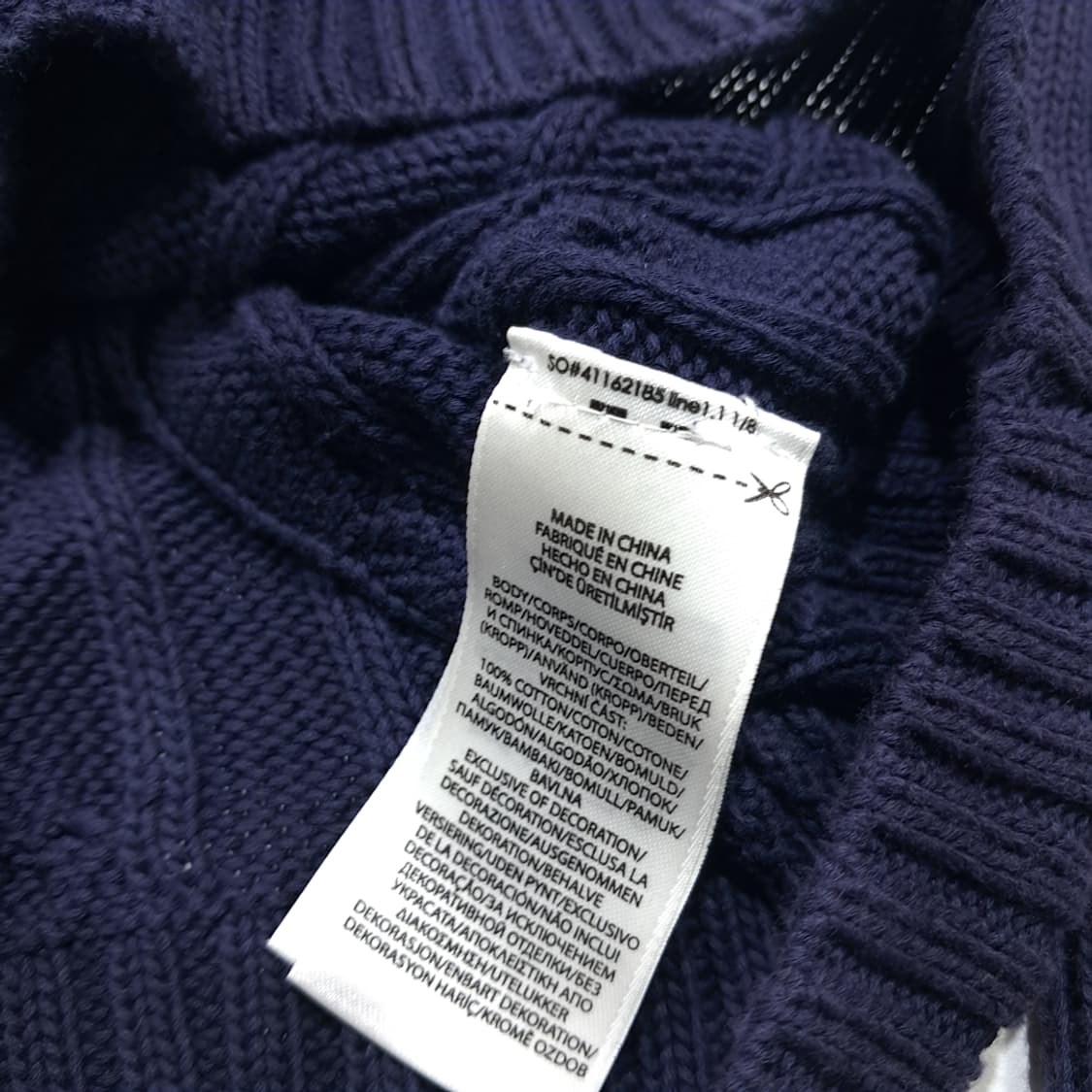 CK005 XS 폴로 피마코튼 브이넥 케이블 네이비 니트 스웨터 상품이미지5