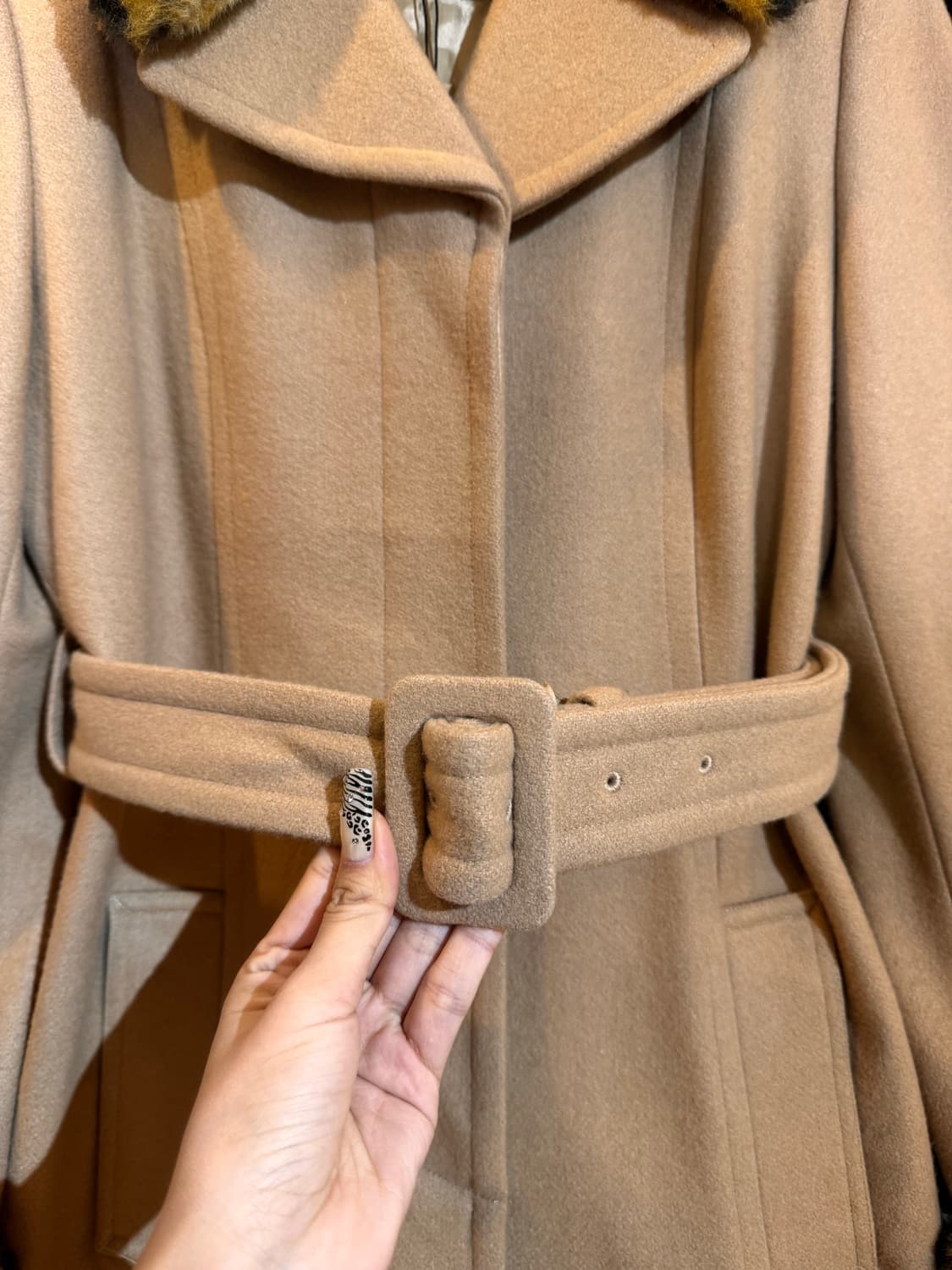 레오파드 퍼 트림 코트 상품이미지3