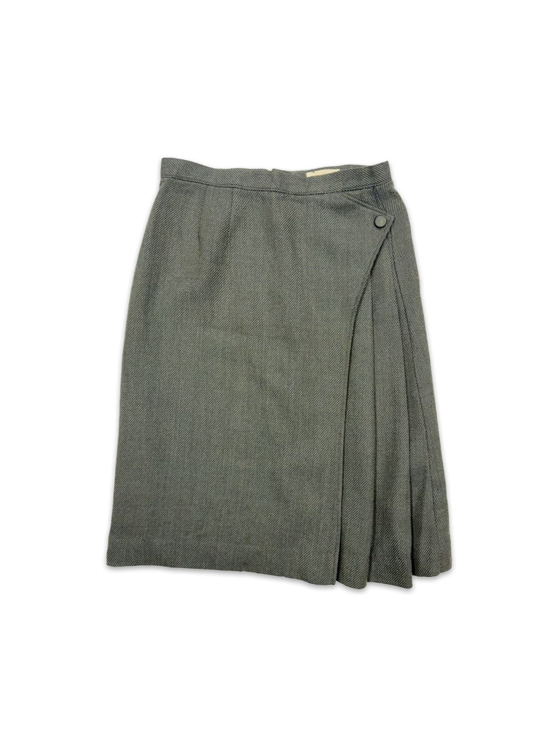빈티지 lorette abitbol 카키 그레이 라인 플리츠 미디 스커트 상품이미지1