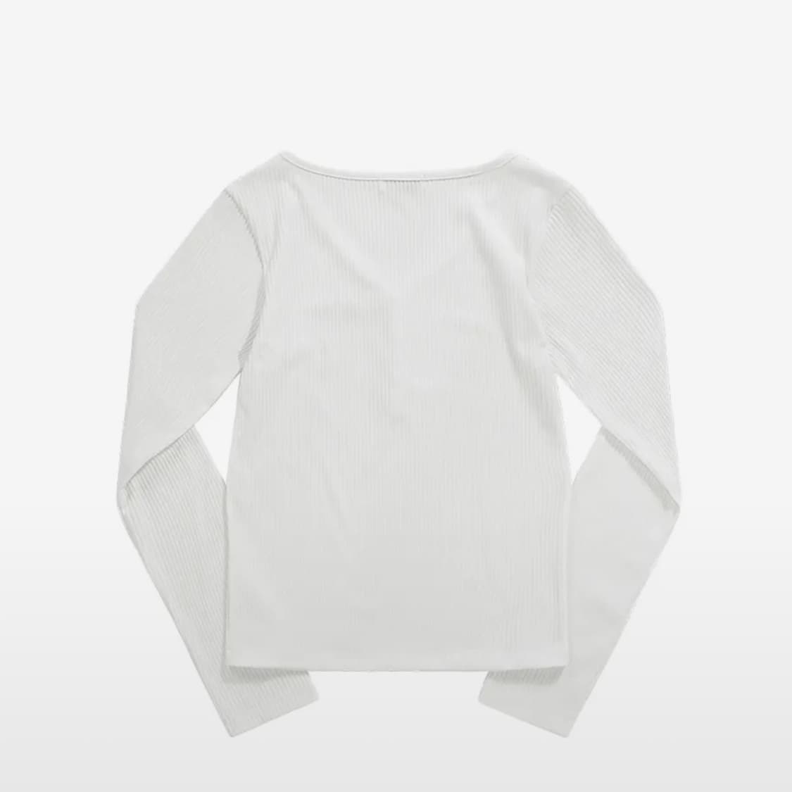 애즈온 버튼티 WISH RIBBED BUTTON TEE / IVORY 상품이미지2