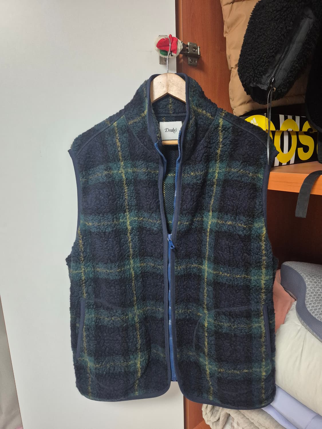 드레익스 존스톤 체크 부클 플리스 베스트 xl 상품이미지1