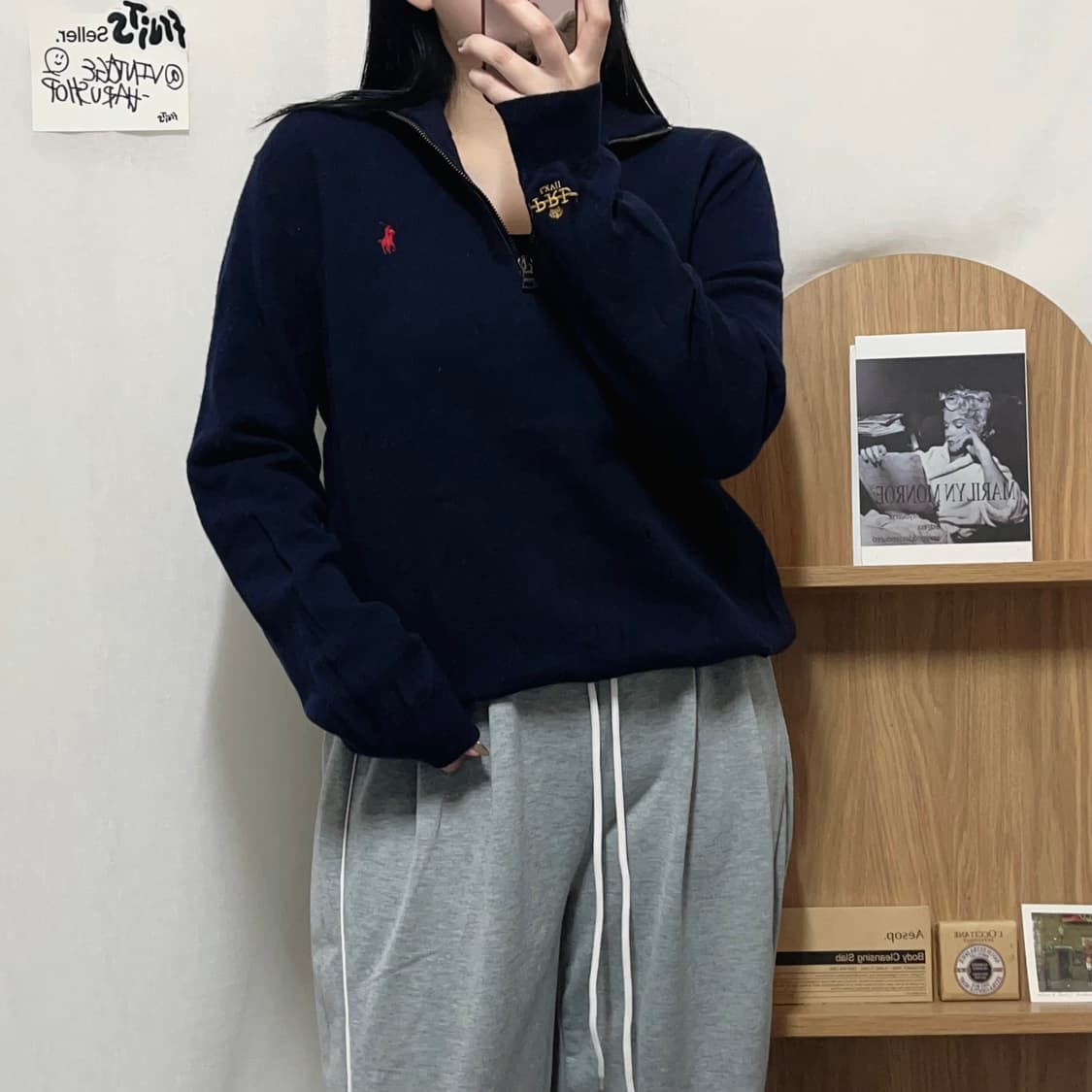 [정품] 폴로 네이비 / 레드포니 울 니트반집업 [ XL ] 상품이미지1