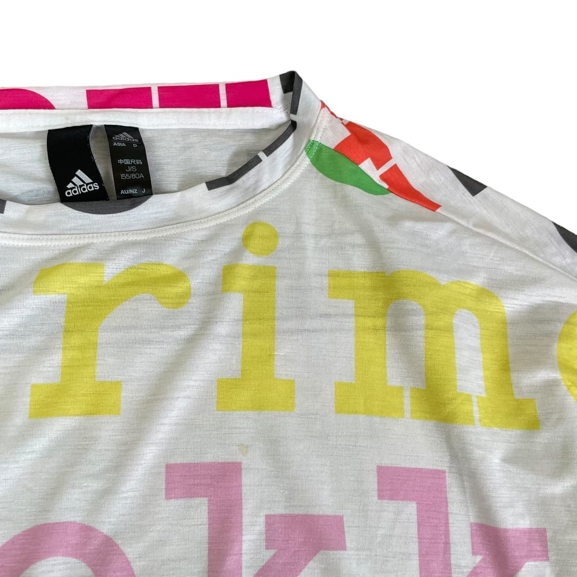 아디다스 화이트 프린팅 폴리 반팔 티셔츠 2XS 상품이미지4