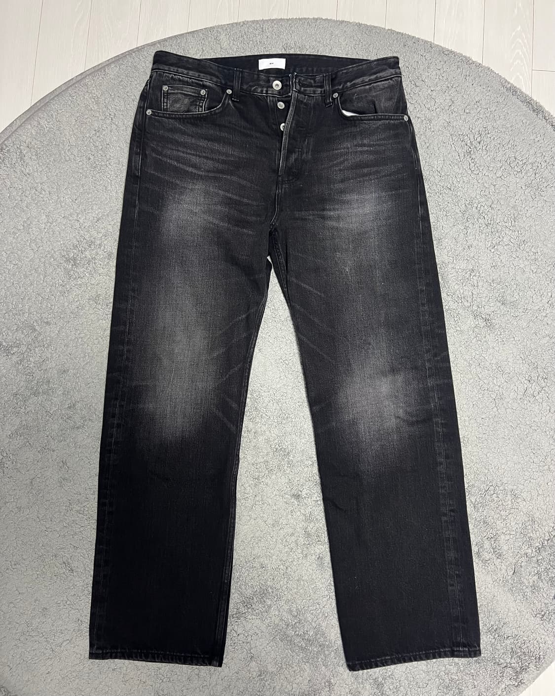 스테디에브리웨어 (SEW) 스트레이트 셀비지 데님 팬츠 다크블랙 (3) 상품이미지1