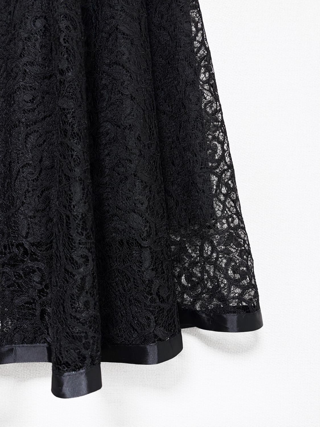 Lace Flare Midi Skirt – Black 상품이미지6
