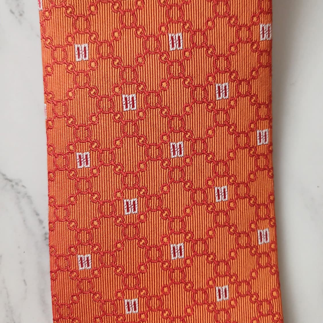 DAKS 닥스 넥타이 오렌지 로고 패턴 S~A+등급 E897 상품이미지5