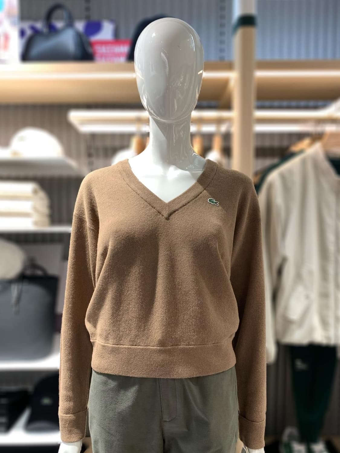새상품) 라코스테 울100 브이넥 니트 브라운 상품이미지1