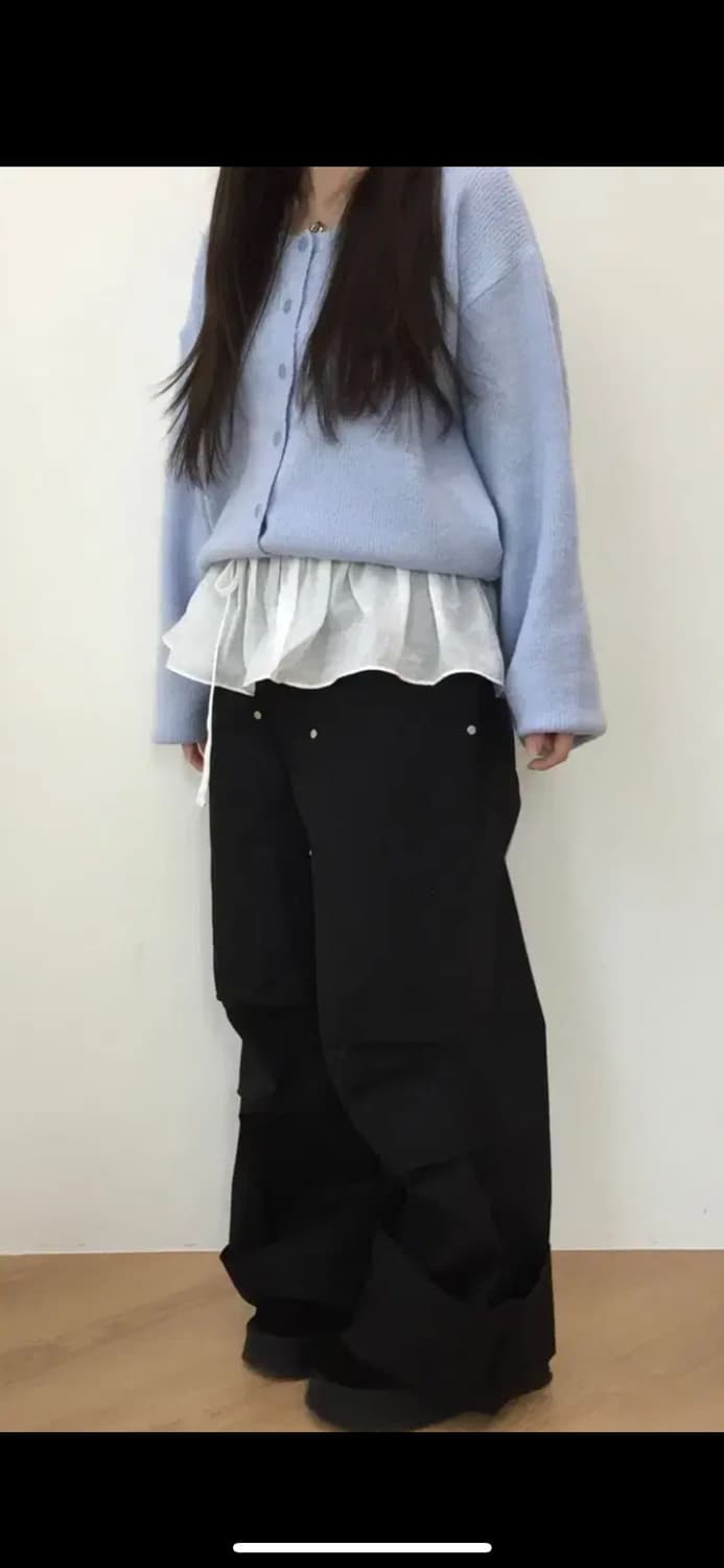 벤딩카펜터 핀턱 와이드 팬츠 블랙 상품이미지2