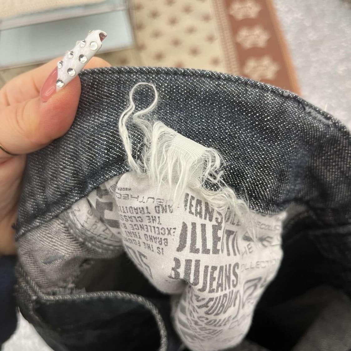 푸부 올드스쿨 보헤미안 에스닉 패턴 데님팬츠 35인치 C10164 상품이미지7