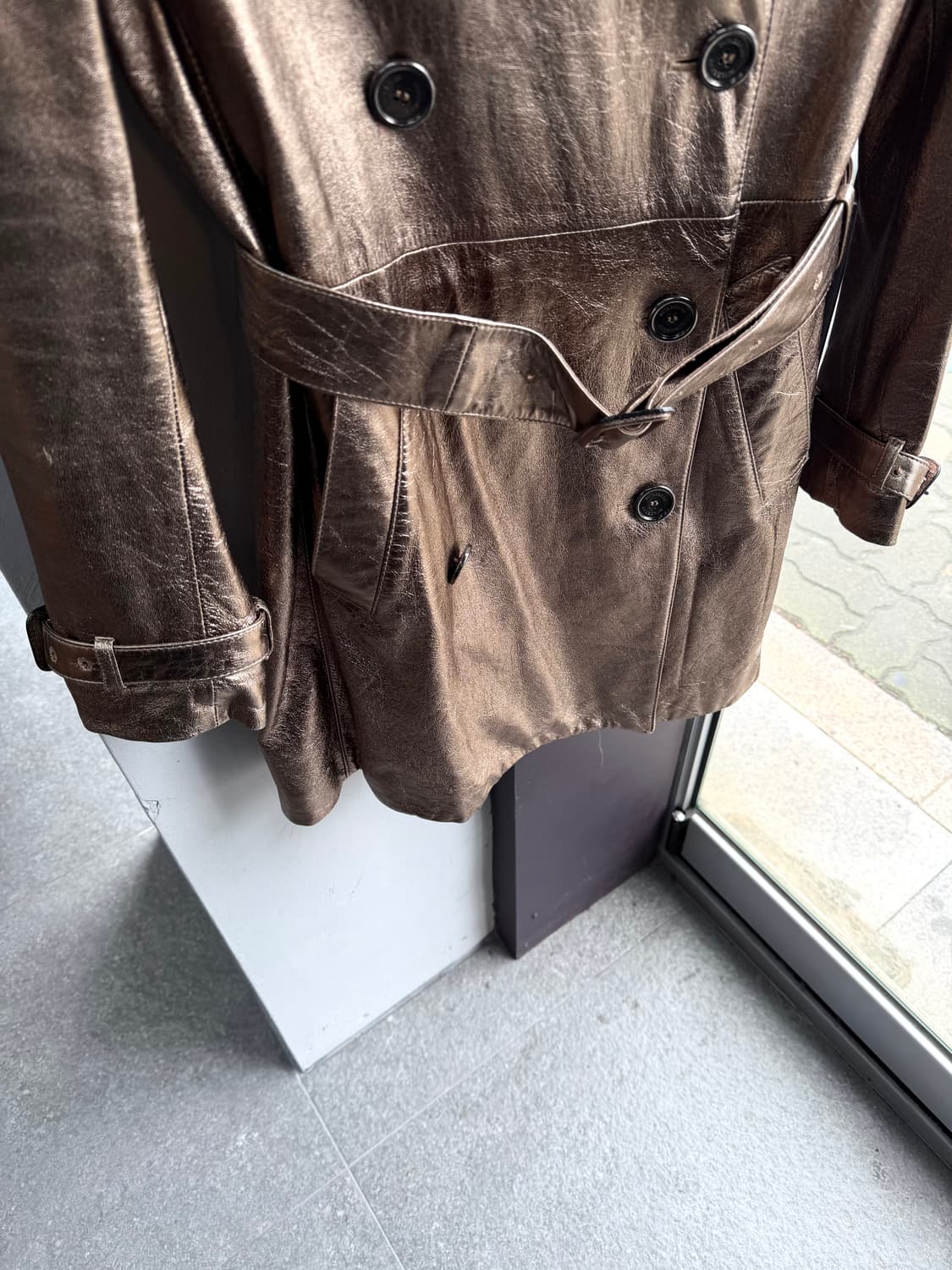 IT40/ 버버리 램스킨 메탈릭 트렌치코트 상품이미지5