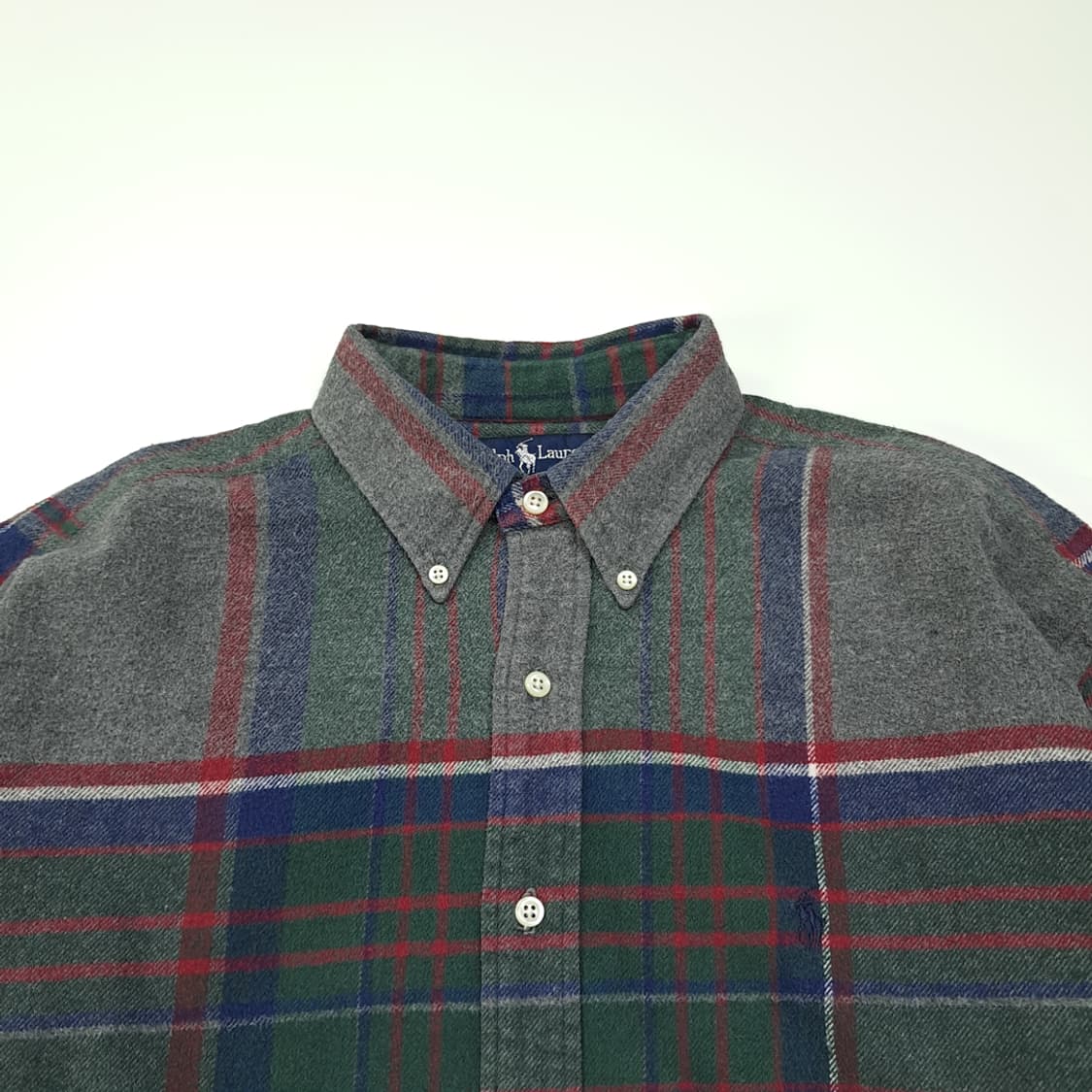 CL093 L 폴로 랄프로렌 멀티 컬러 타탄 체크 플란넬 버튼 다운 셔 상품이미지2