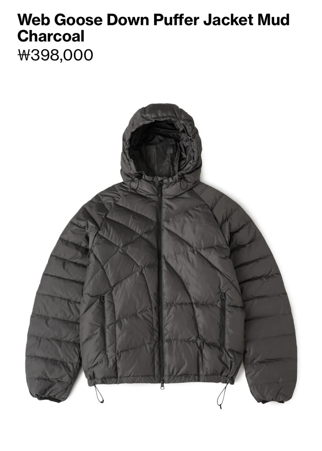 해칭룸 웹 구스 다운 푸퍼 자켓 머드차콜 상품이미지1