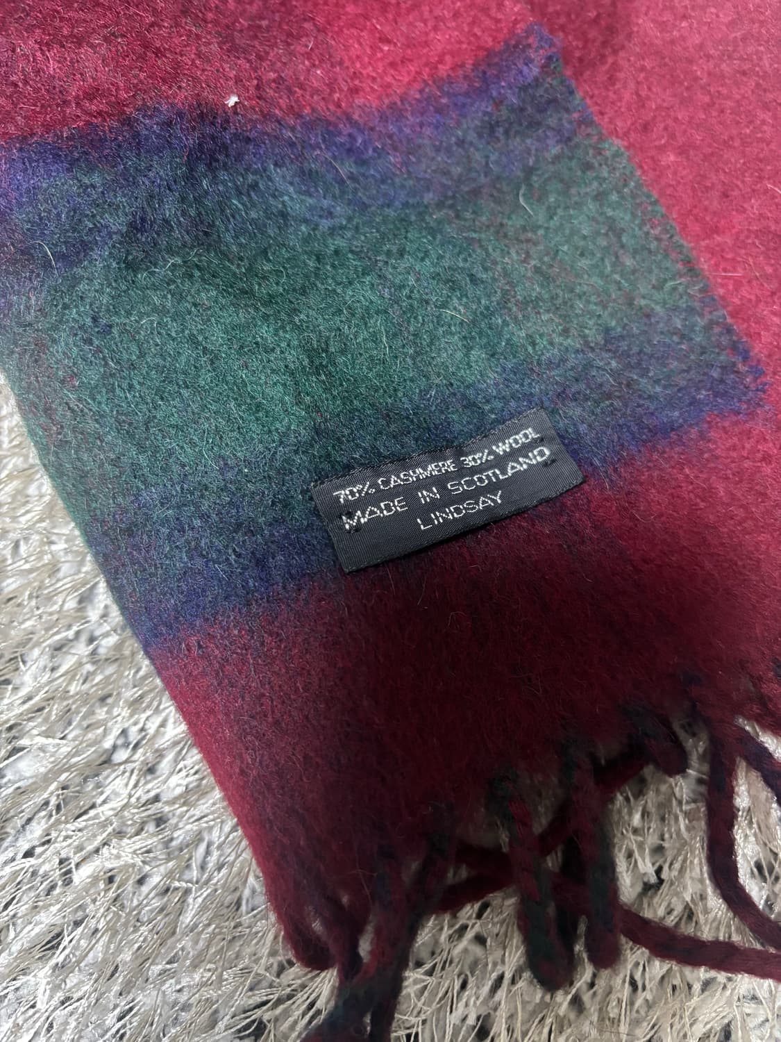 스코틀랜드제 체크 캐시미어 목도리 상품이미지2