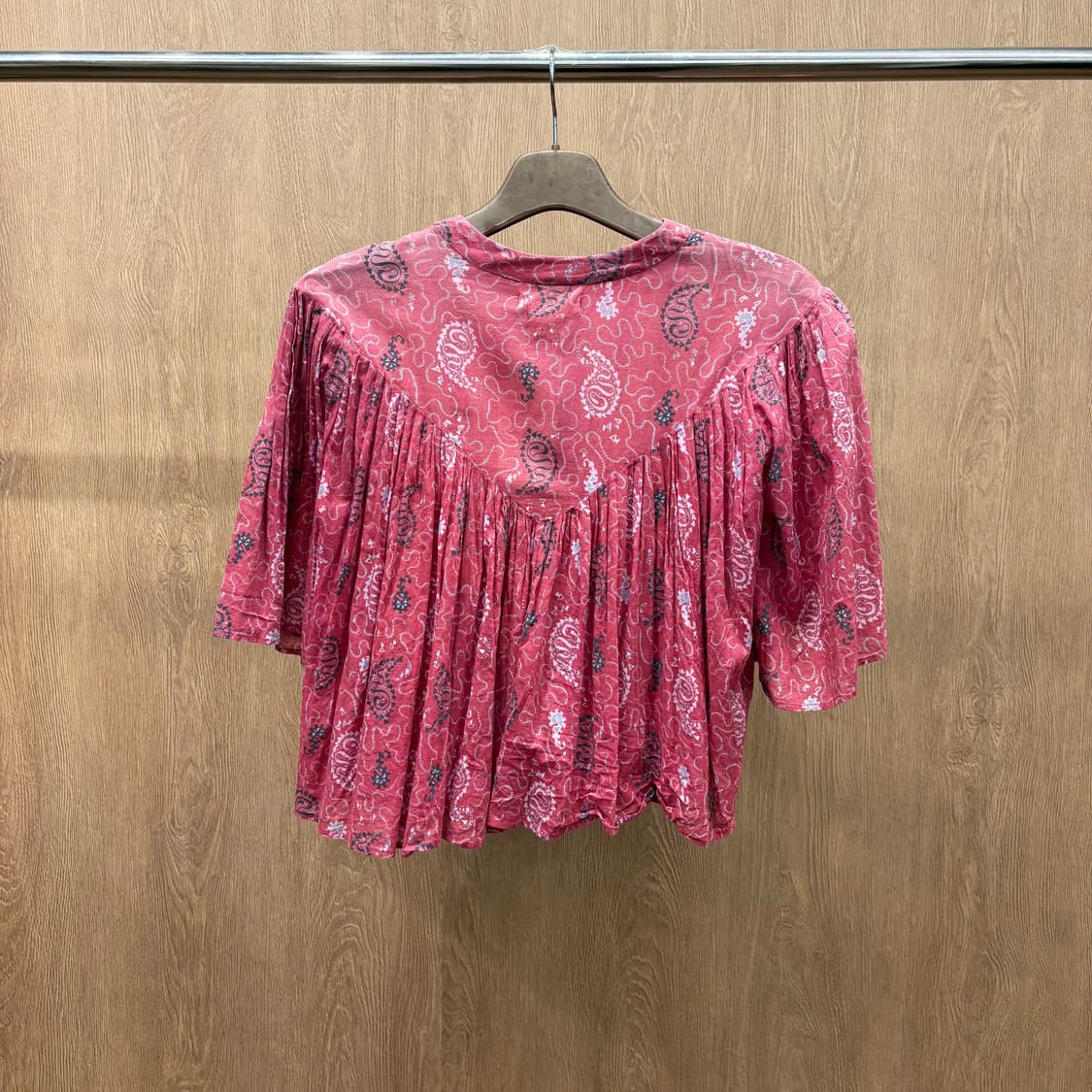 이자벨마랑 에뚜왈 코튼 블라우스 보헤미안 패턴 프린트 플리츠 디테일 핑크 상품이미지3