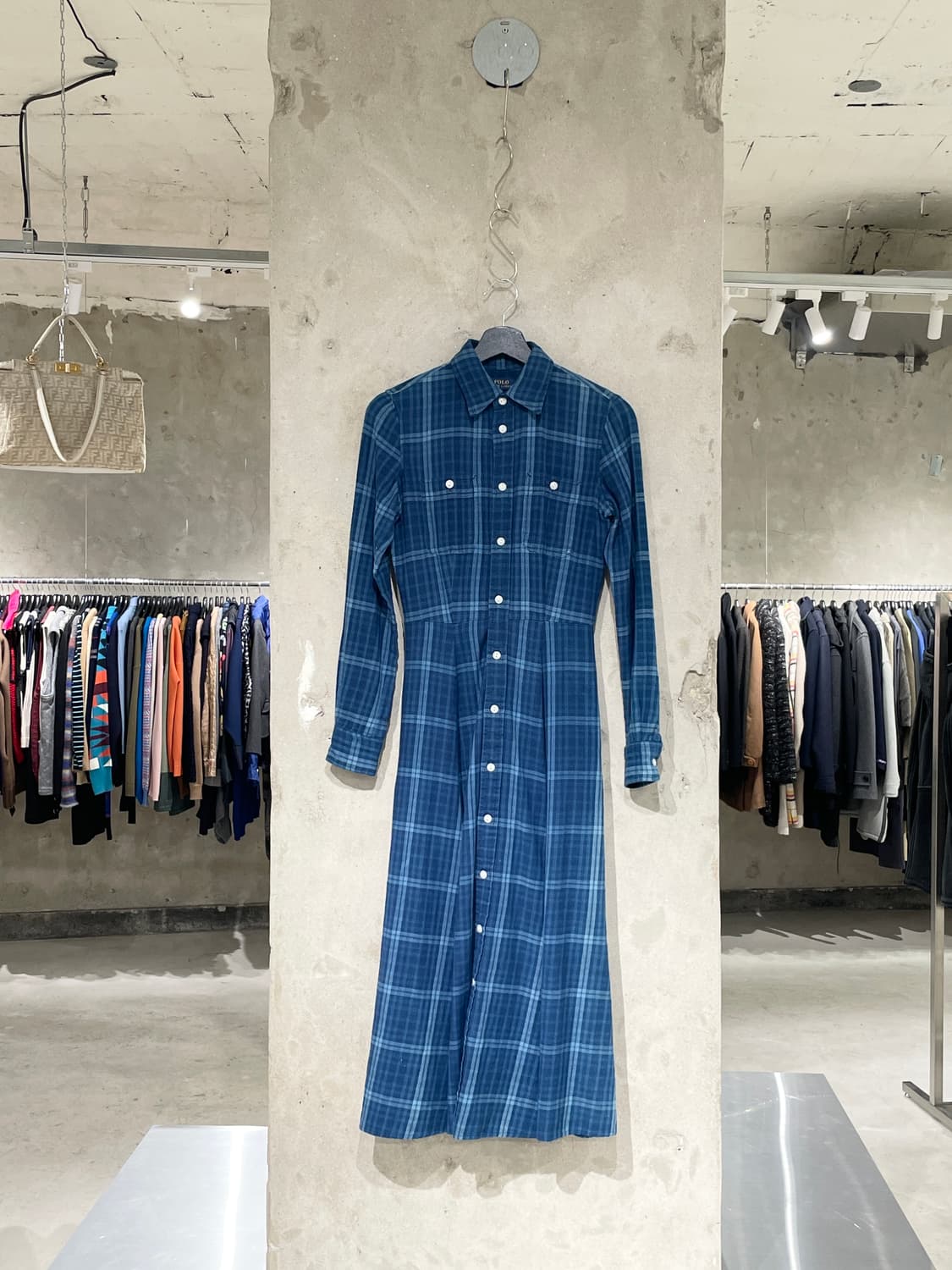 폴로 랄프로렌 블루 트윈 포켓 플레어 롱 원피스 상품이미지1