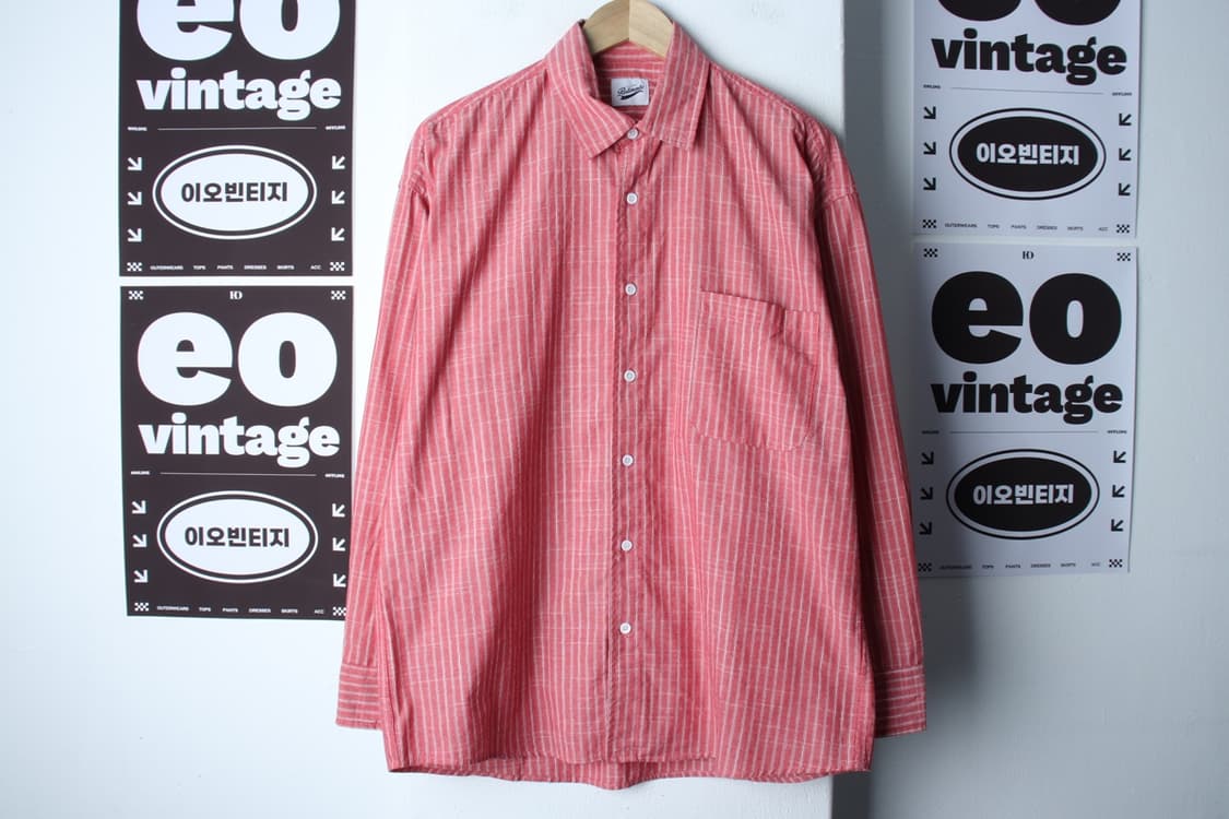 (L-XL) 파르티멘토 셔츠 남방 스트라이프 레드 아메카지-H32630 상품이미지2