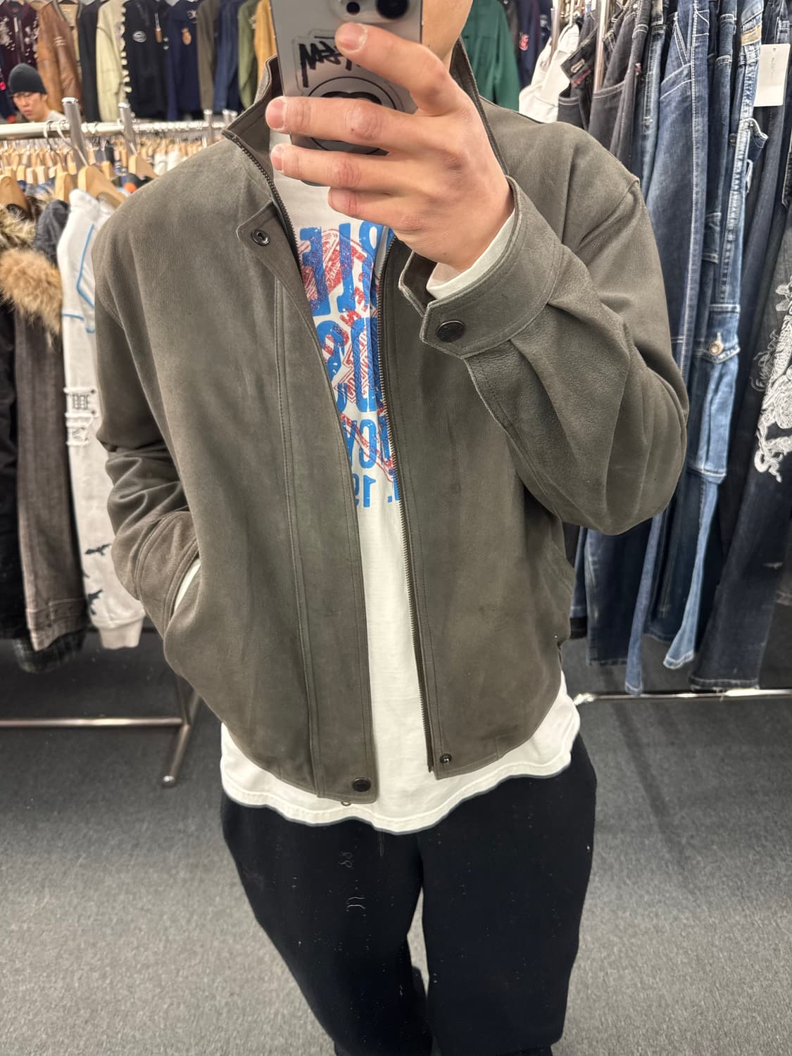 L)Partina 빈티지 스웨이드 레더 가죽 헤링턴 자켓 상품이미지1