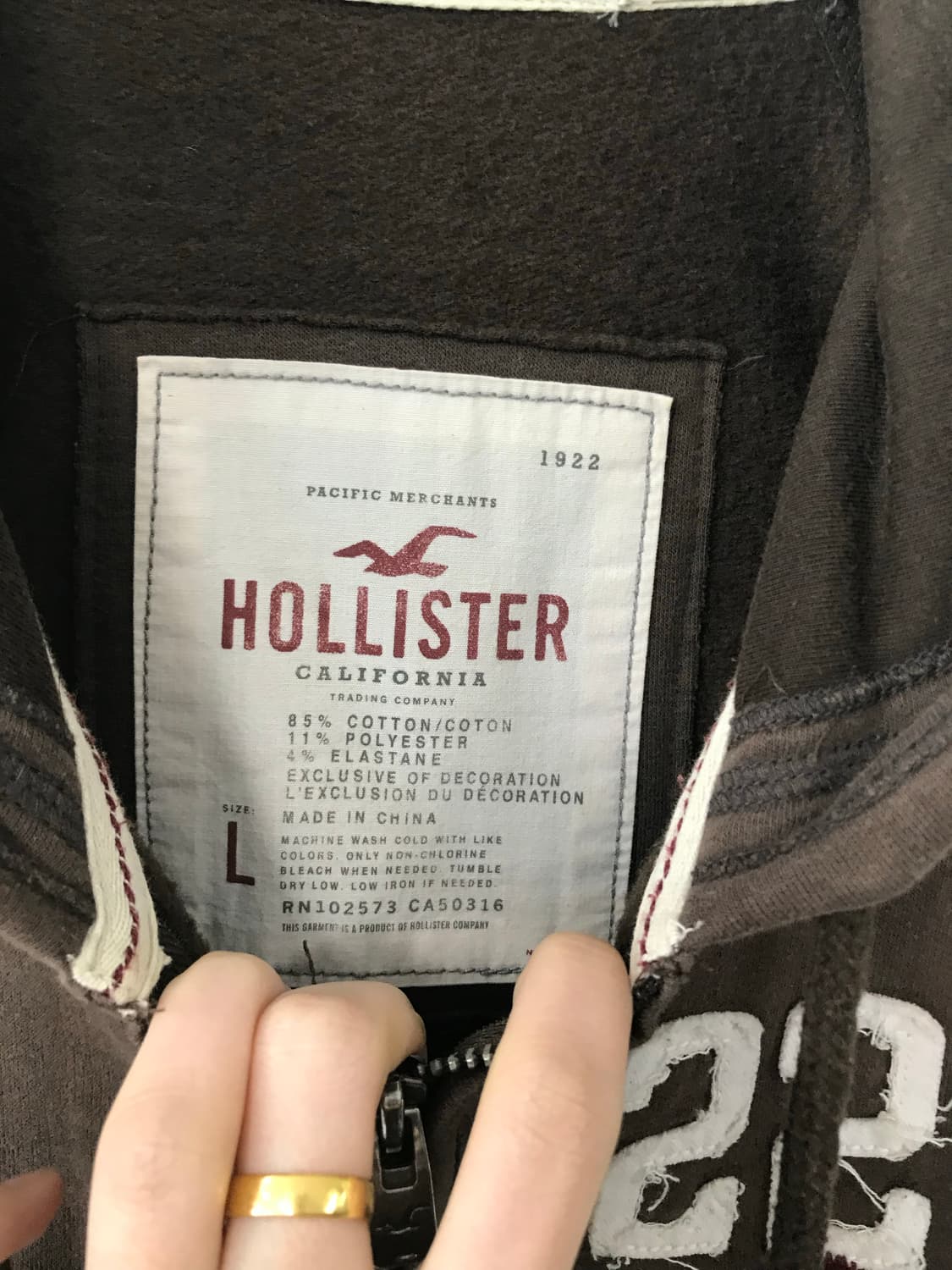 홀리스터 y2k 와투케 브라운 딱붙 후드집업 상품이미지6