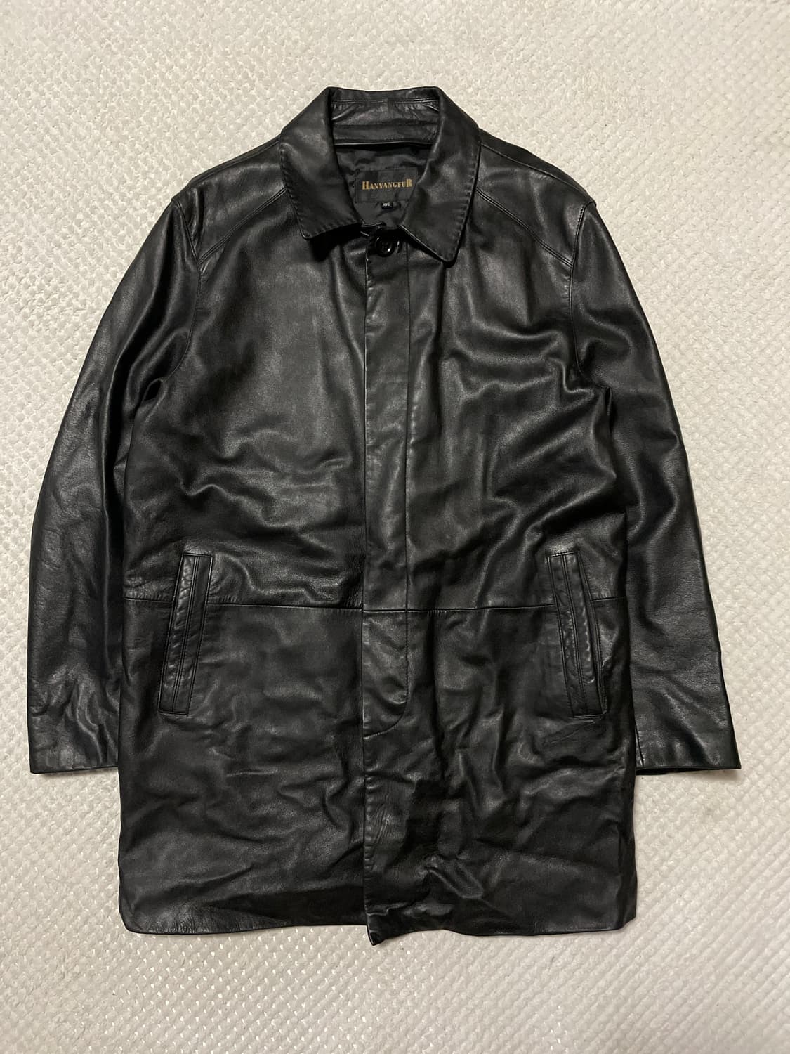 웨스턴 무드 램스킨 양가죽 히든 4버튼 스티치 레더 카 코트 상품이미지4