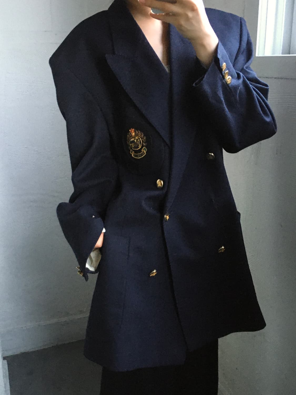 Burberry 버버리 크레스트 로고 네이비 금장 더블 블레이저 상품이미지2