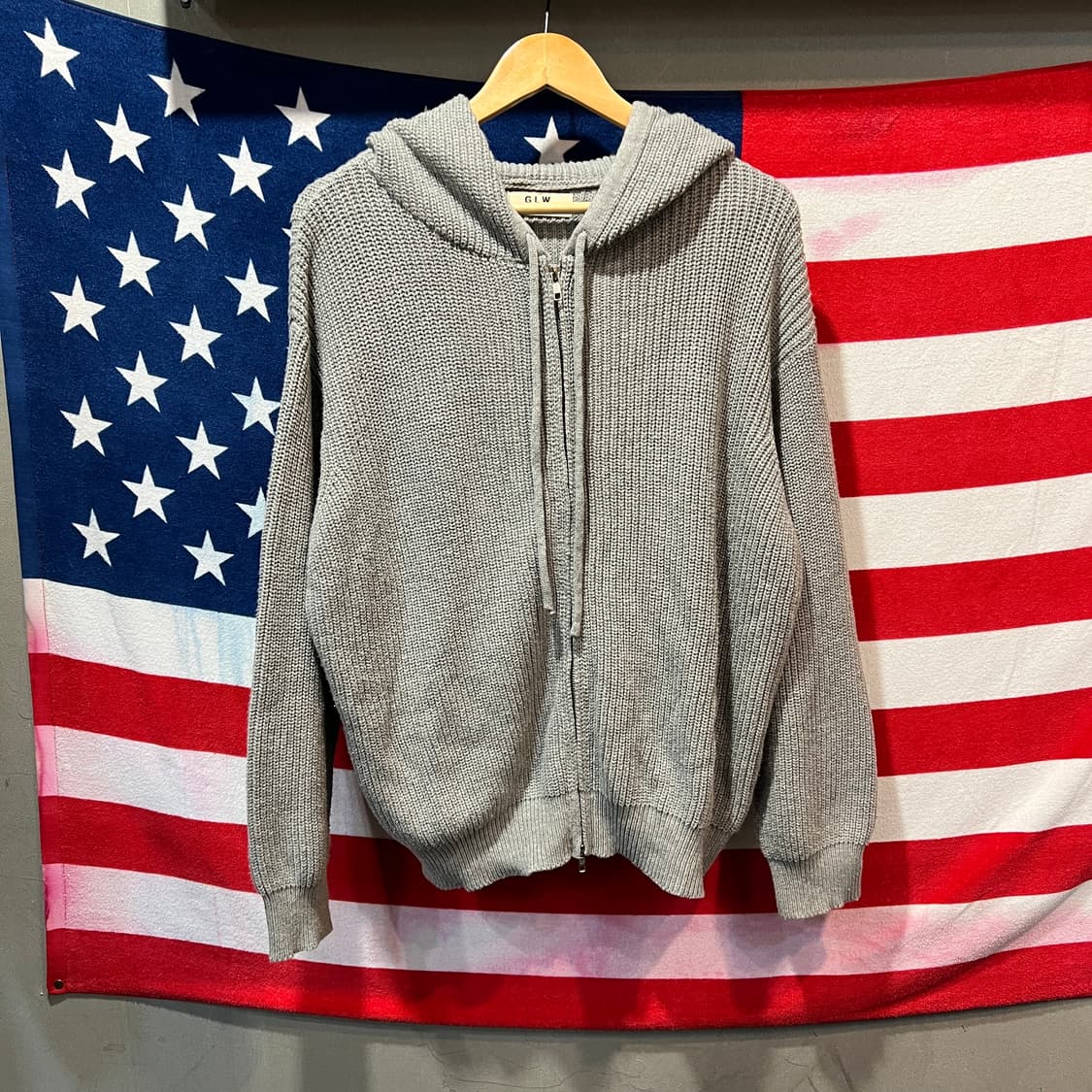 굿라이프웍스 후드 니트집업 상품이미지1