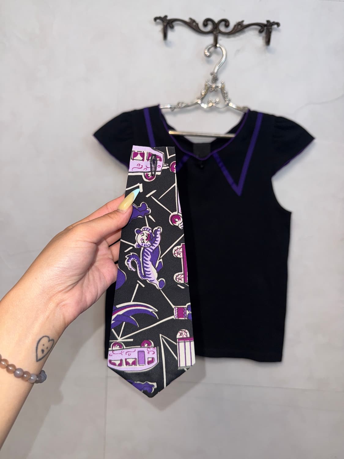Anna Sui black purple kitsch tie half t  상품이미지5