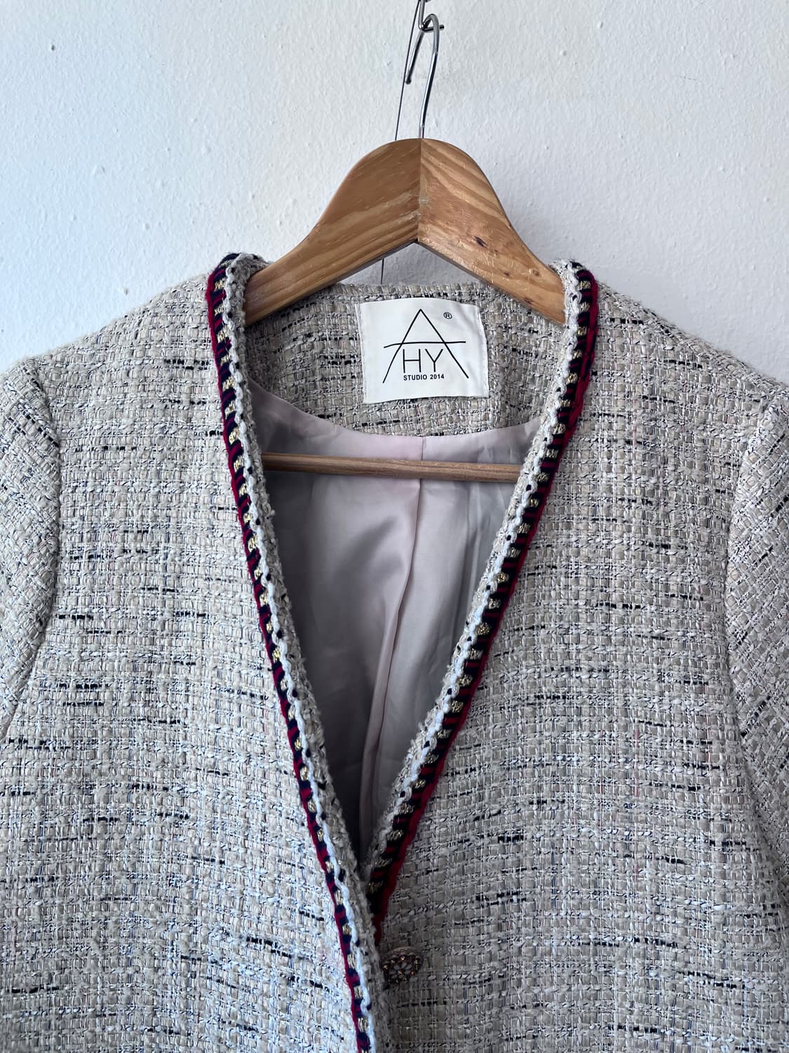 HY스튜디오 여성 노카라트위드자켓 S사이즈 상품이미지1