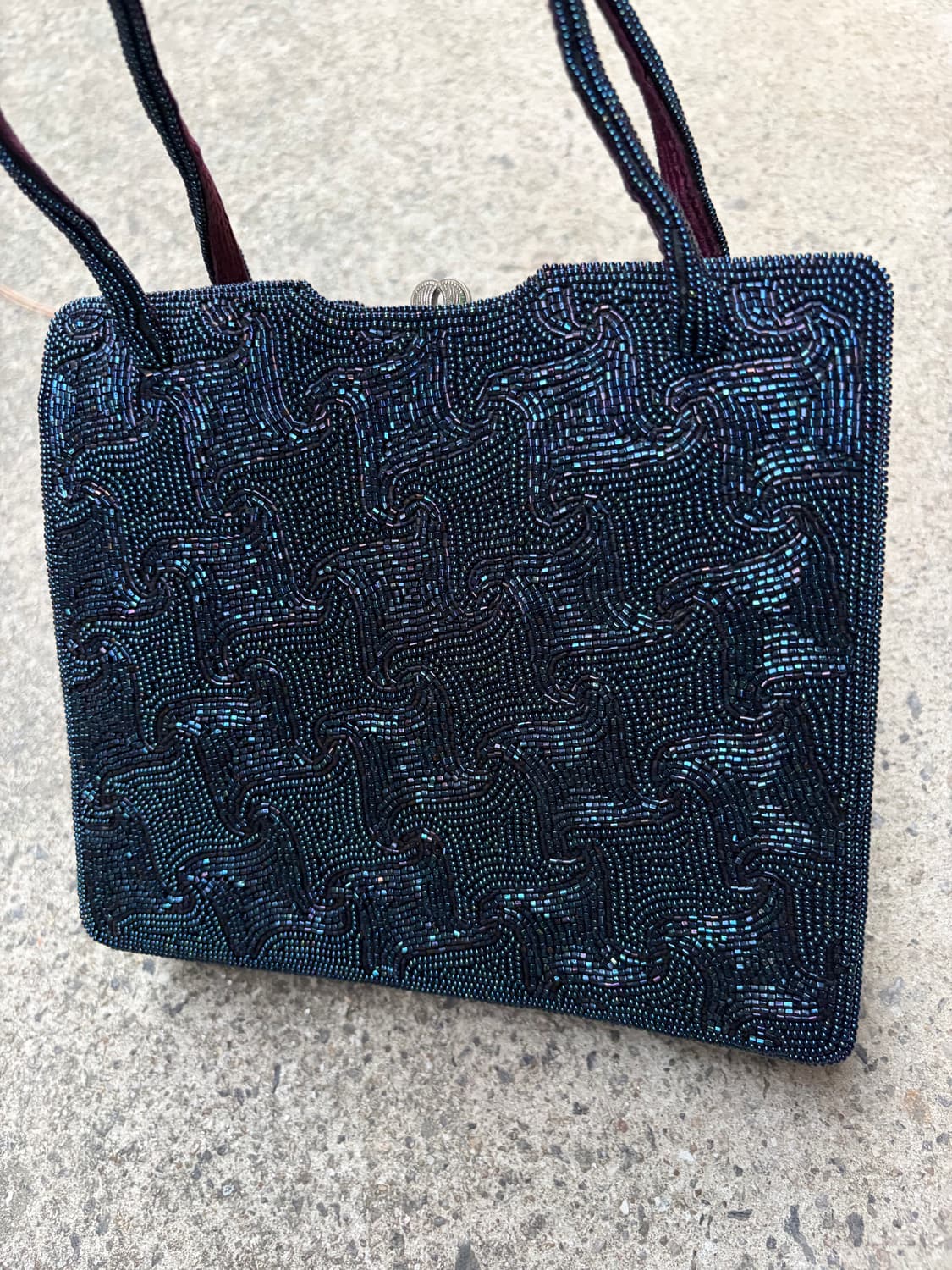 navy geometric beaded handbag 상품이미지2