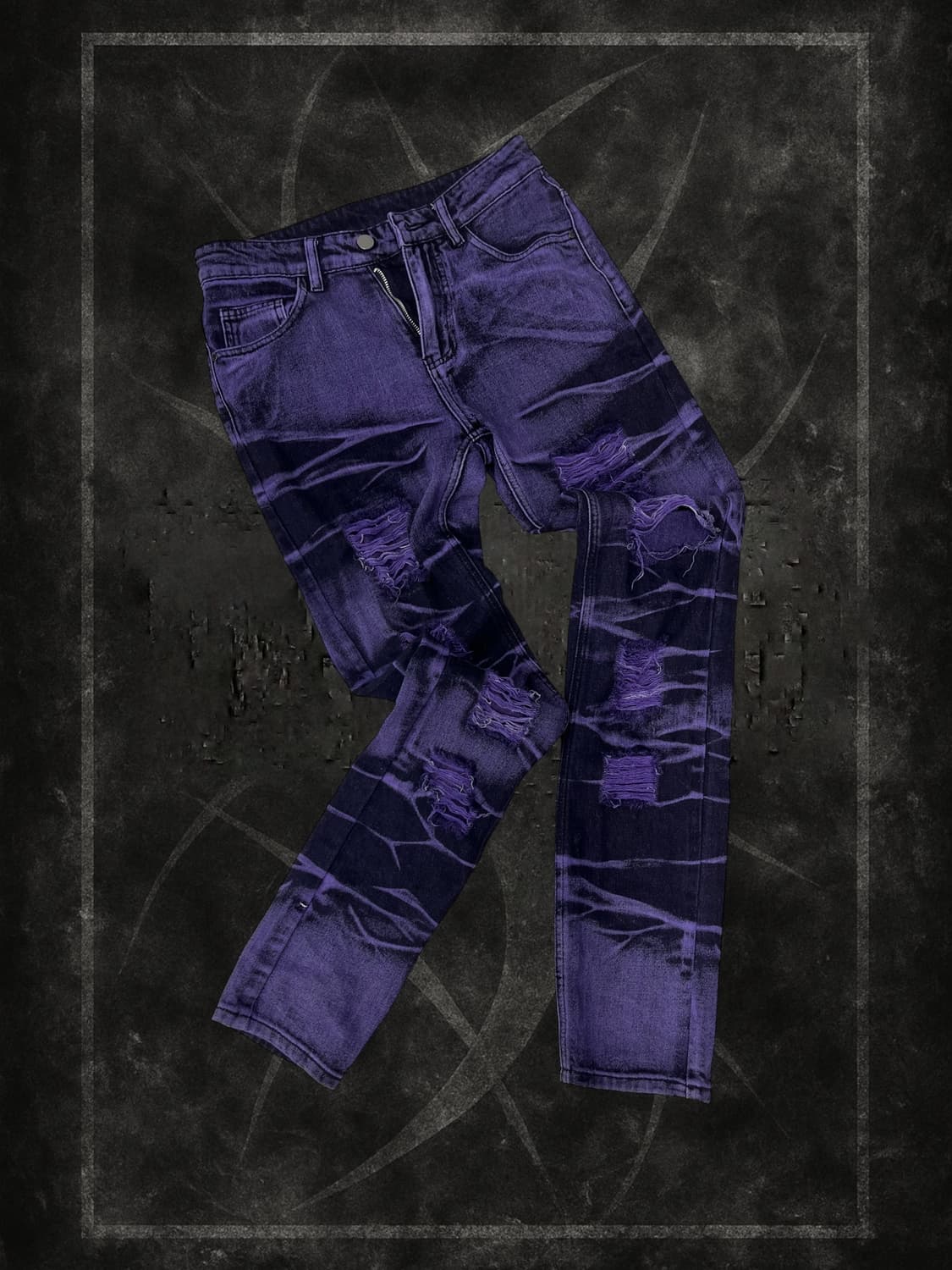 mixed color washing damaged denim pants 상품이미지2