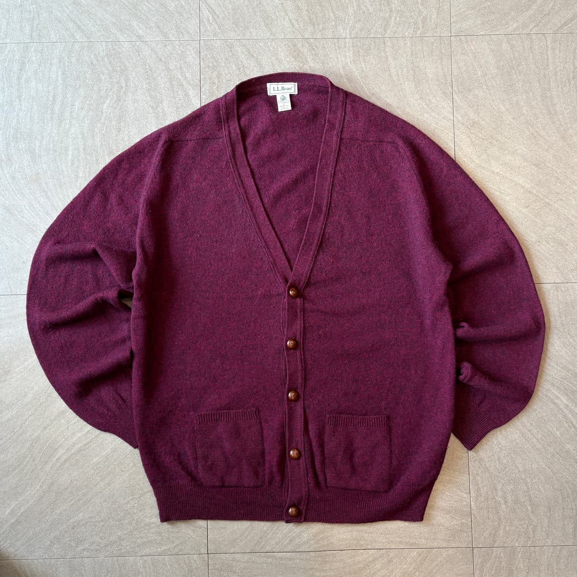 L.L.bean 정품 엘엘빈 스코틀랜드 생산 램스울 버건디 가디건 상품이미지1