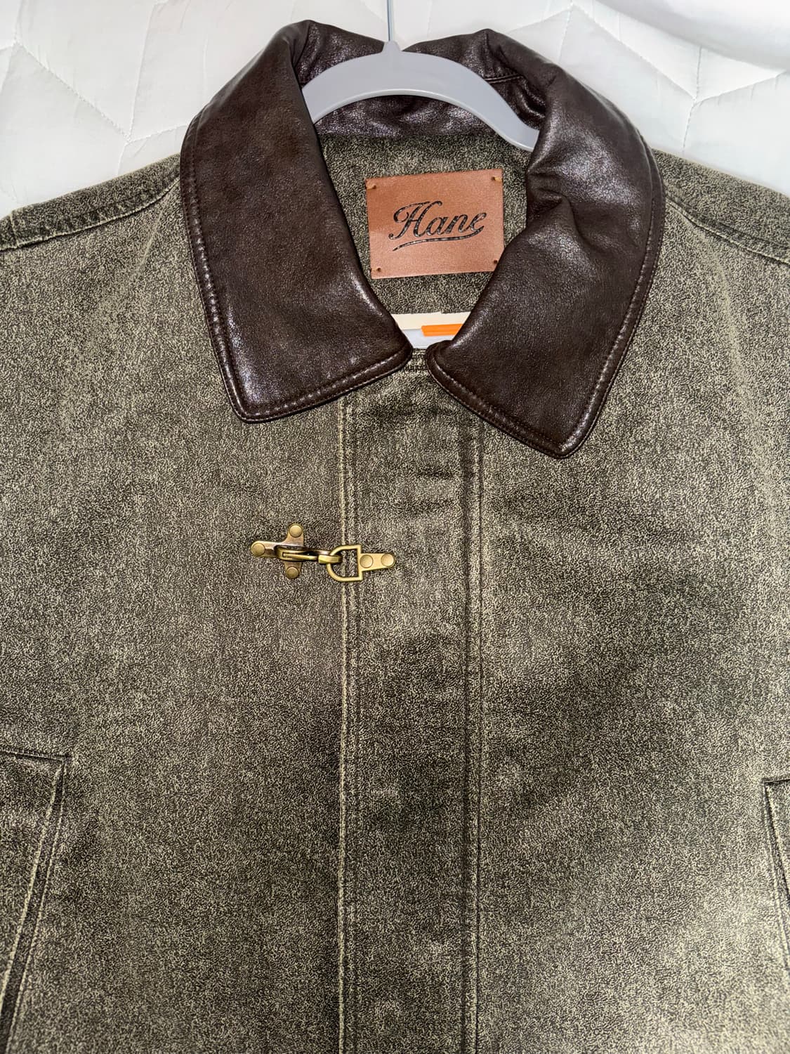 HANE 하네 플레인 버클 레더 자켓_Olive Drape 상품이미지3