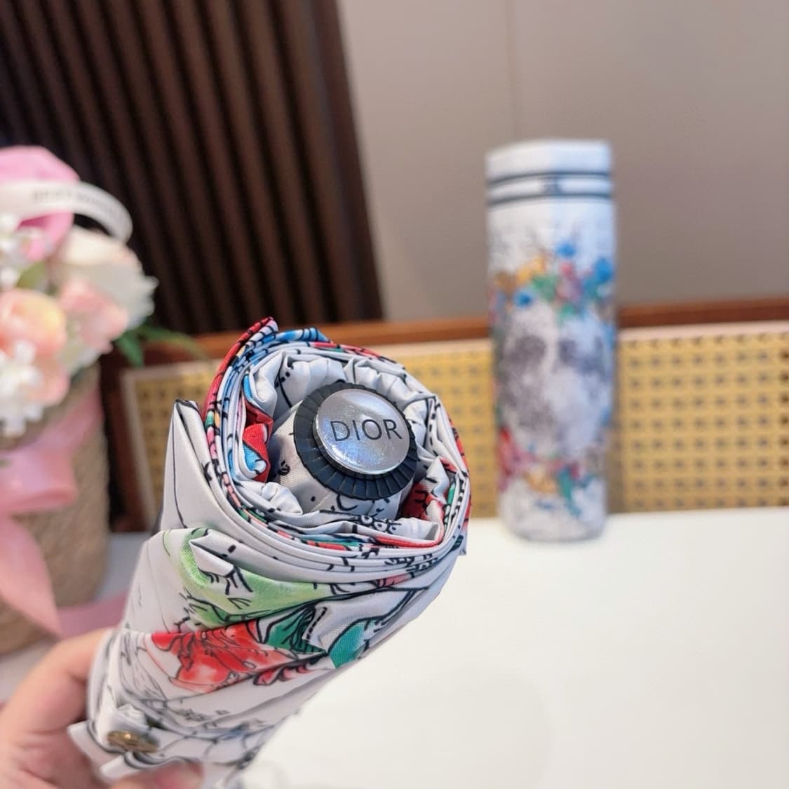 크리스탈 디올 3단 4계절 양산겸 우산 화이트  상품이미지5