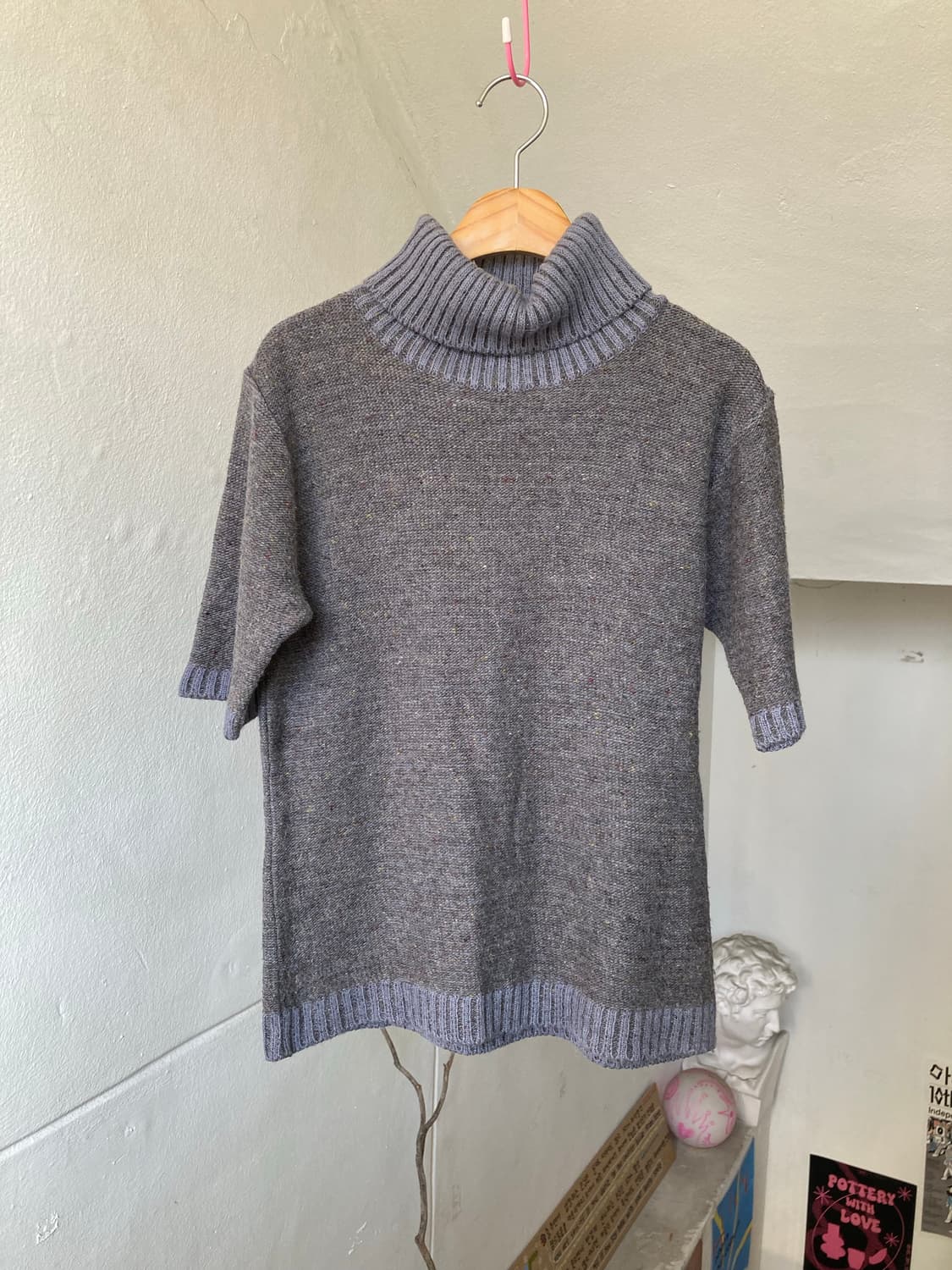 울 그레이•하늘 폴라 니트탑 상품이미지1