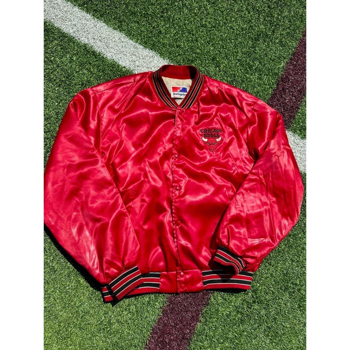 90's 스윙스터 Swingster 시카고 불스 빈티지 새틴 바시티 자켓 상품이미지5