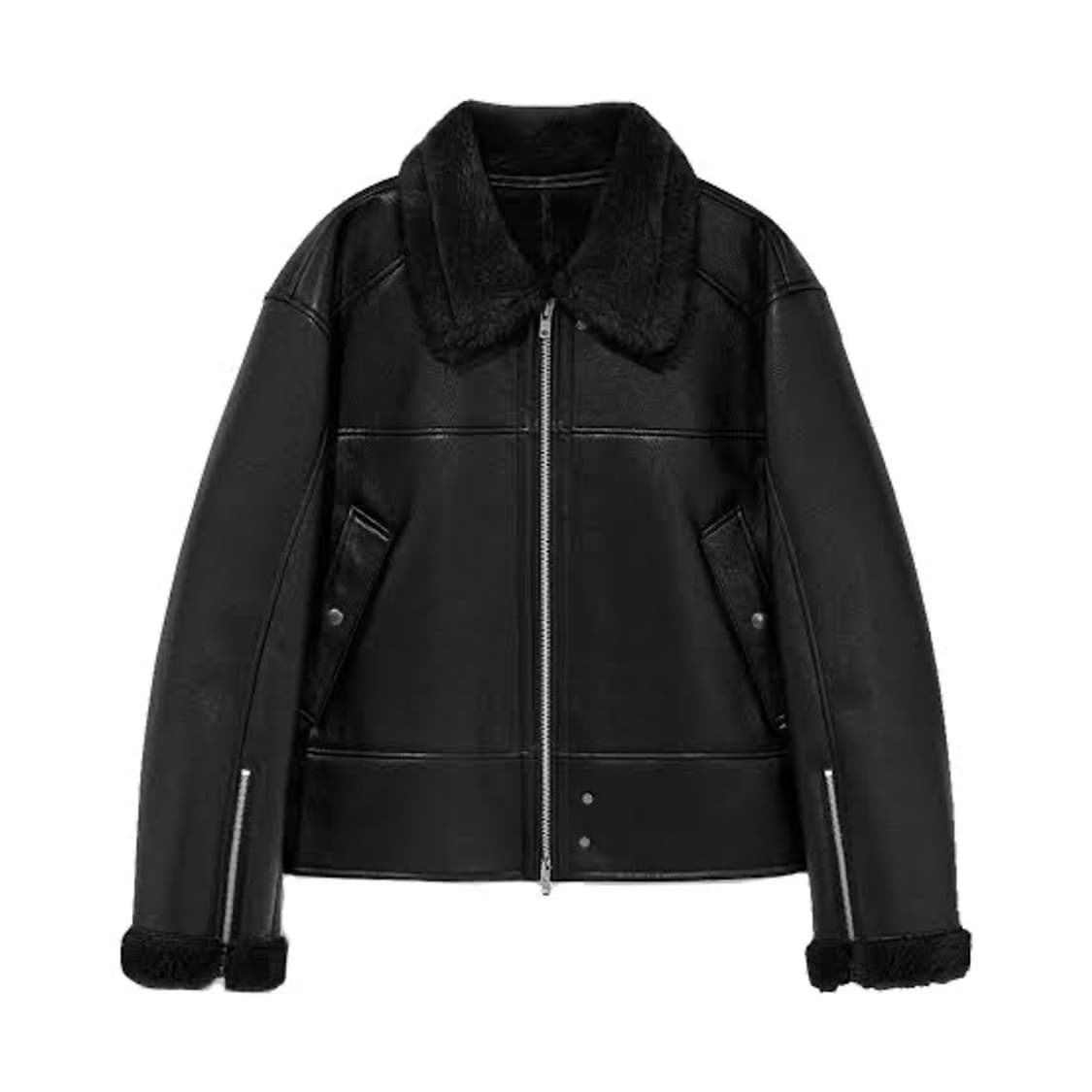 알렌느 / 3d 시어링 크롭 무스탕 자켓 블랙 / 2 상품이미지1