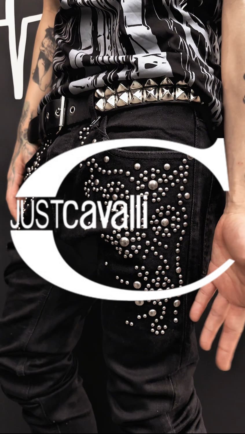 Just Cavalli – Studded Black Denim pants 상품이미지1