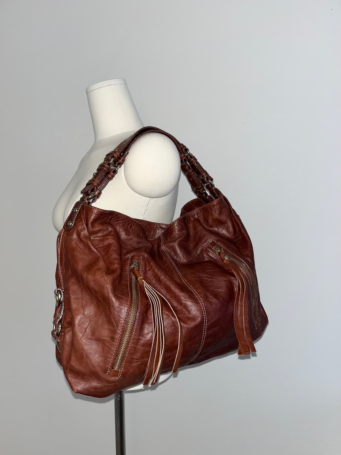 📦 Y2k Old leather redbrown Shoulder Bag 상품이미지5