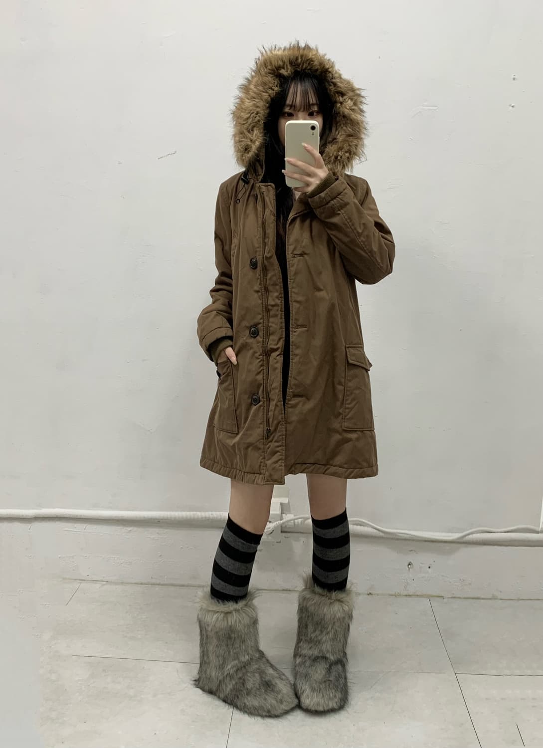 [KOE] 울프죠 y2k 브라운 야상 자켓 상품이미지2