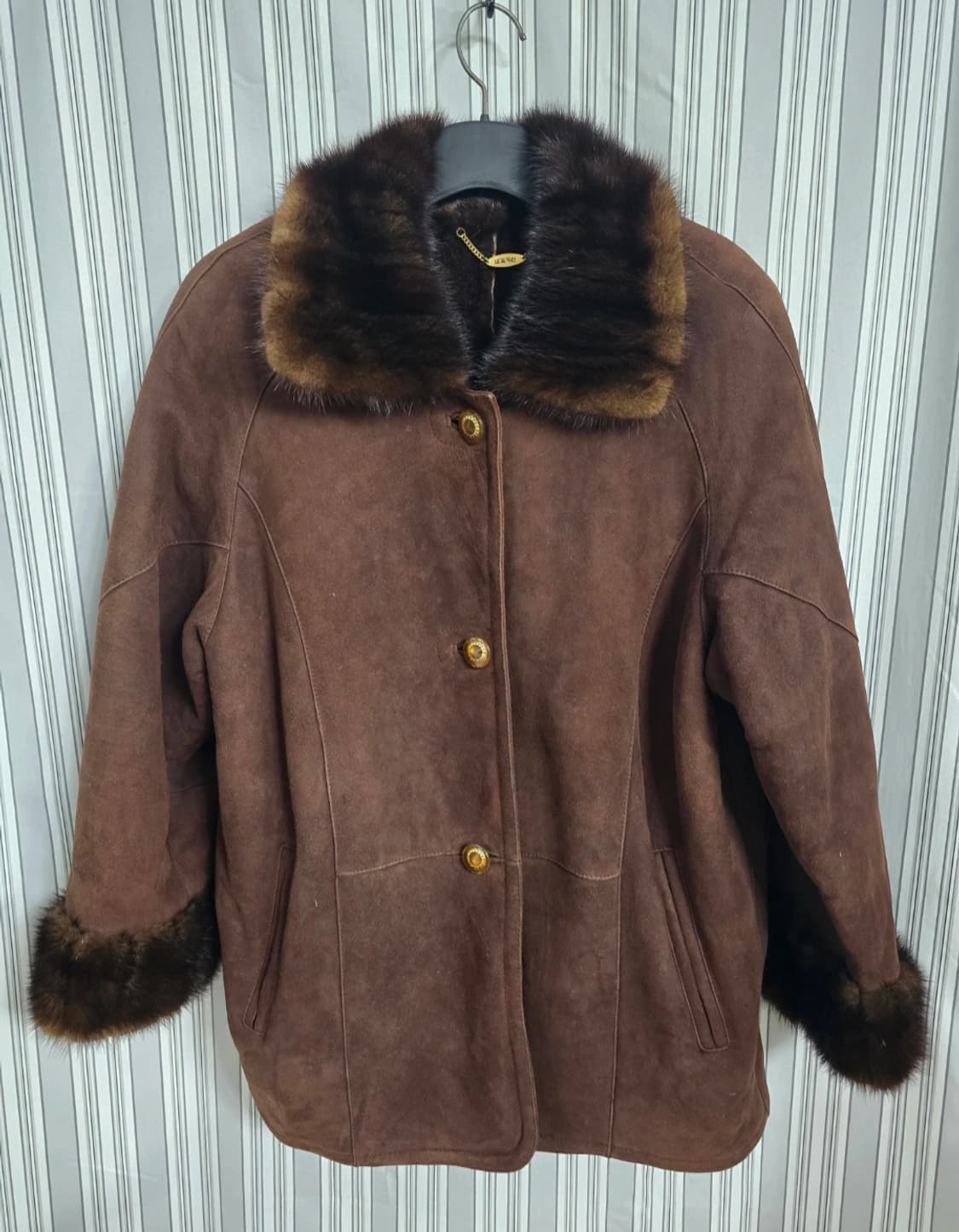 (88-96-160) 진도모피 오비스 밍크 트리밍 무스탕 코트 상품이미지1