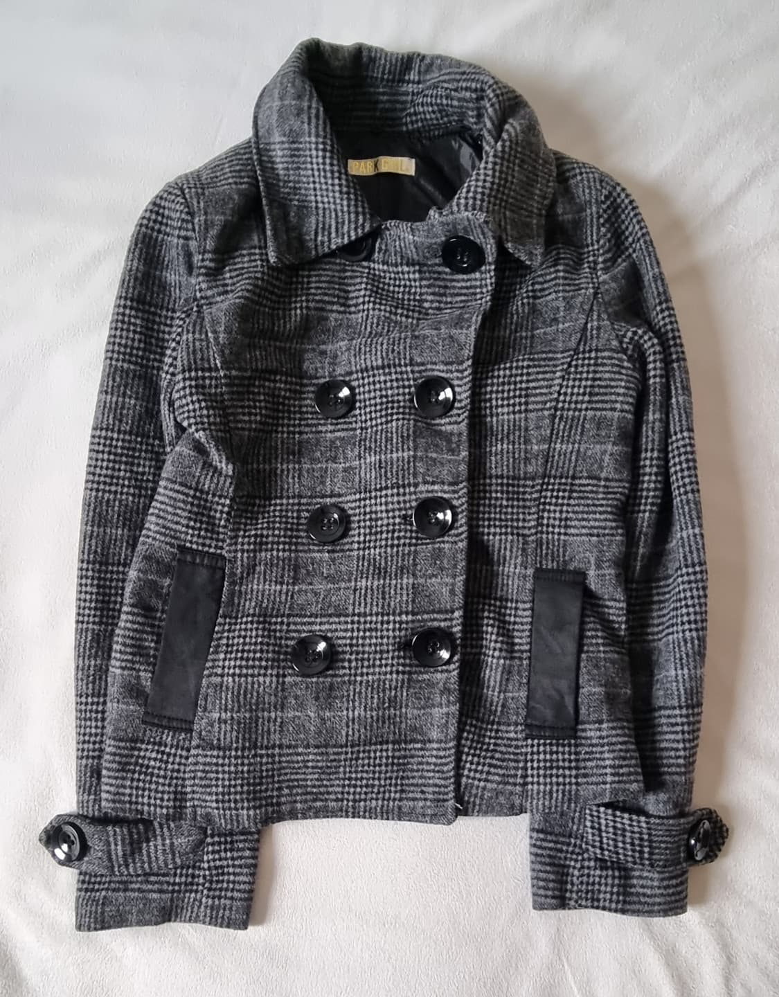 빈티지 긱시크 그레이 단추 체크 코트 상품이미지1