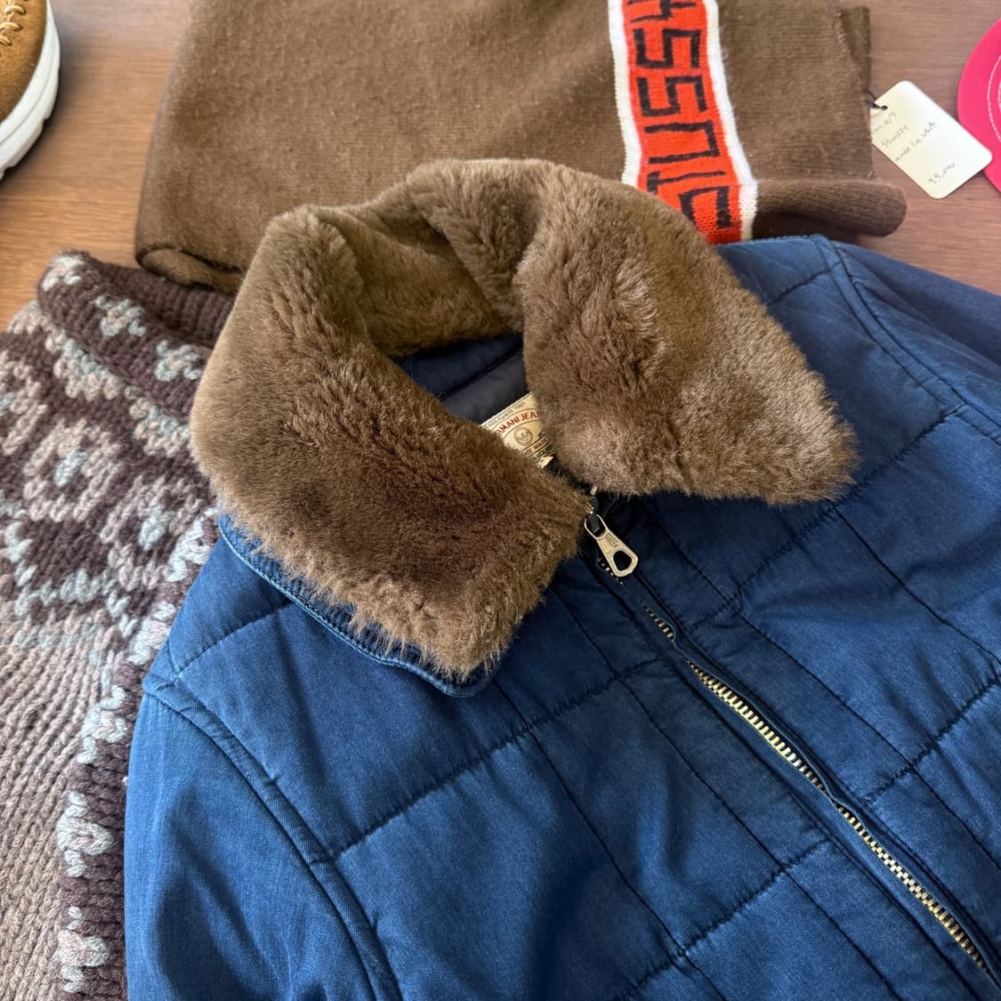 90S 아르마니 진스 이탈리아생산 탈부착 퍼카라 람포지퍼 퀼팅 자켓 상품이미지2