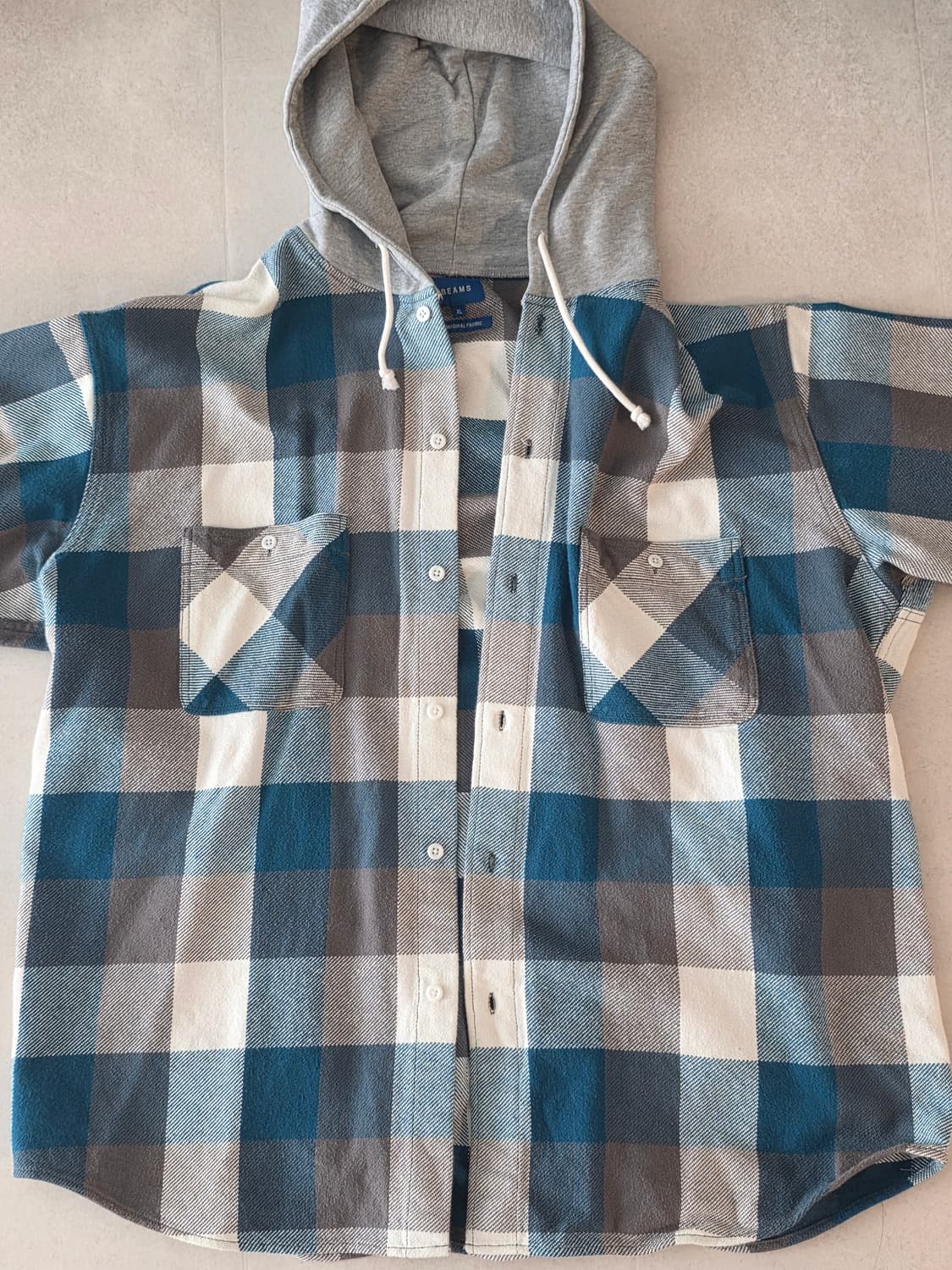 BEAMS 체크 후드 셔츠 상품이미지2