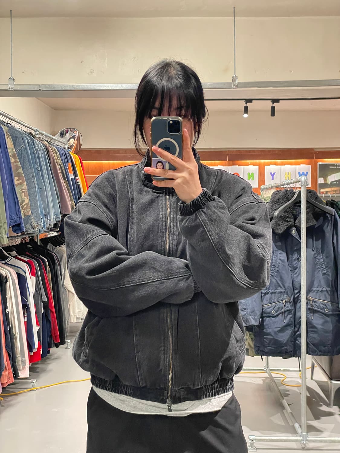 에잇세컨즈 오버핏 투웨이 흑청 블루종 자켓  상품이미지1