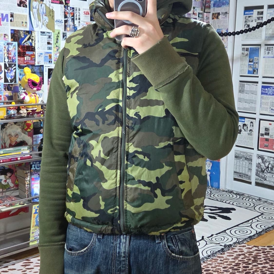 JPN 밀리터리 카모 리버시블 패딩 베스트 상품이미지1