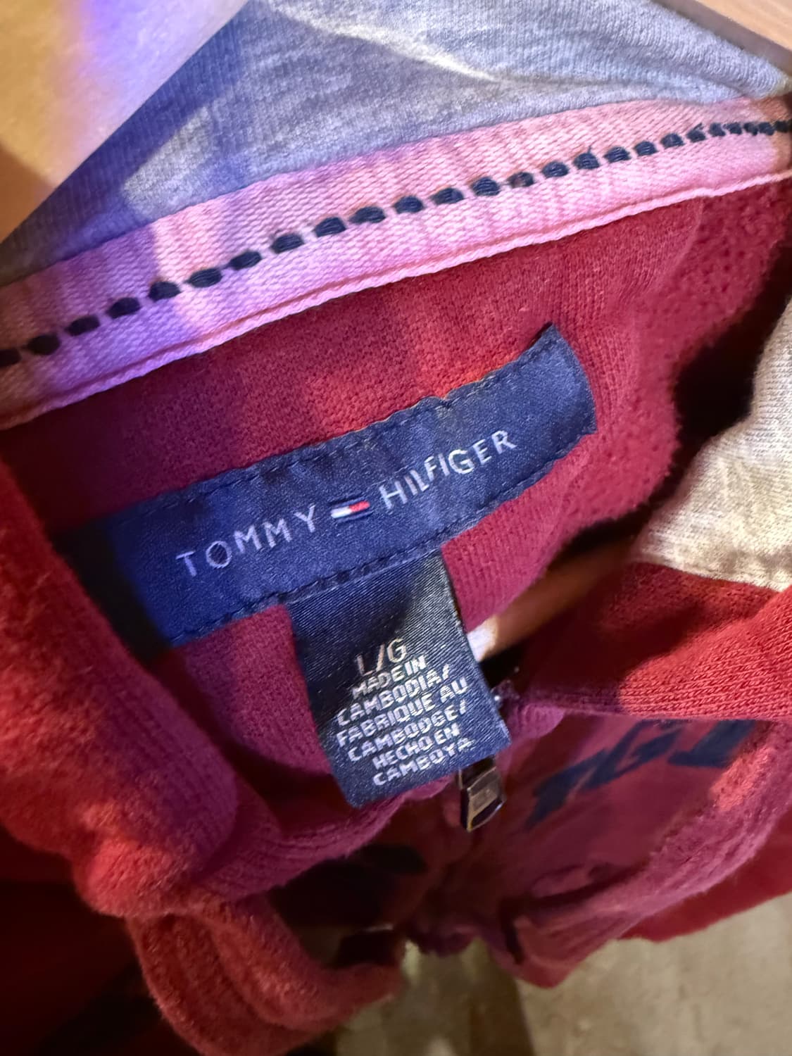 타미힐피거 아치로고 버건디 후드집업 상품이미지2