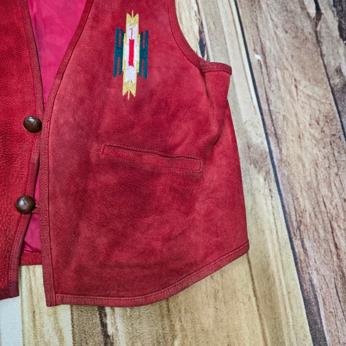 빈티지 치마요패턴 천연스웨이드 베스트 상품이미지3