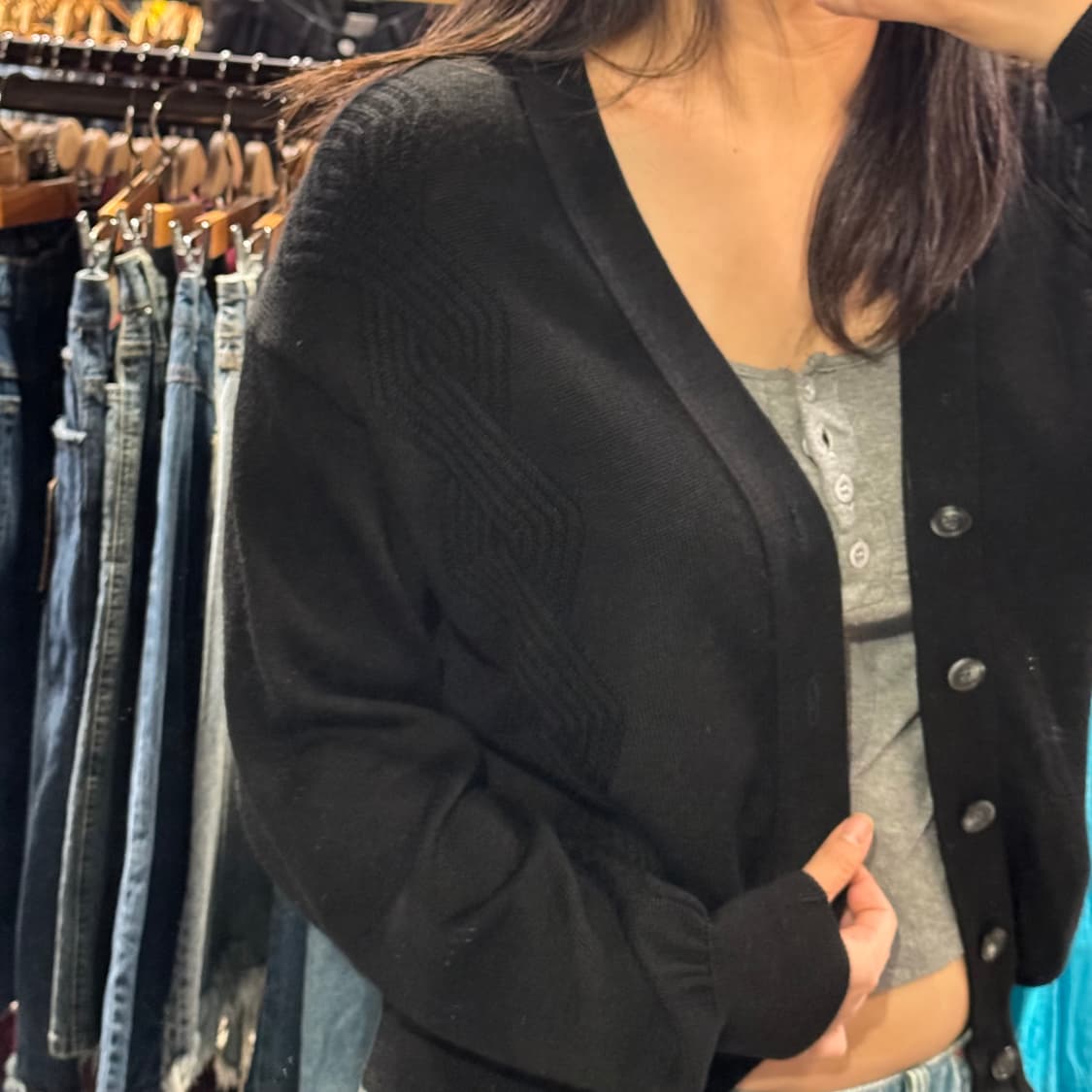 Jack Nicklaus 잭니클라우스 블랙 꼬임 루즈핏 가디건 상품이미지4