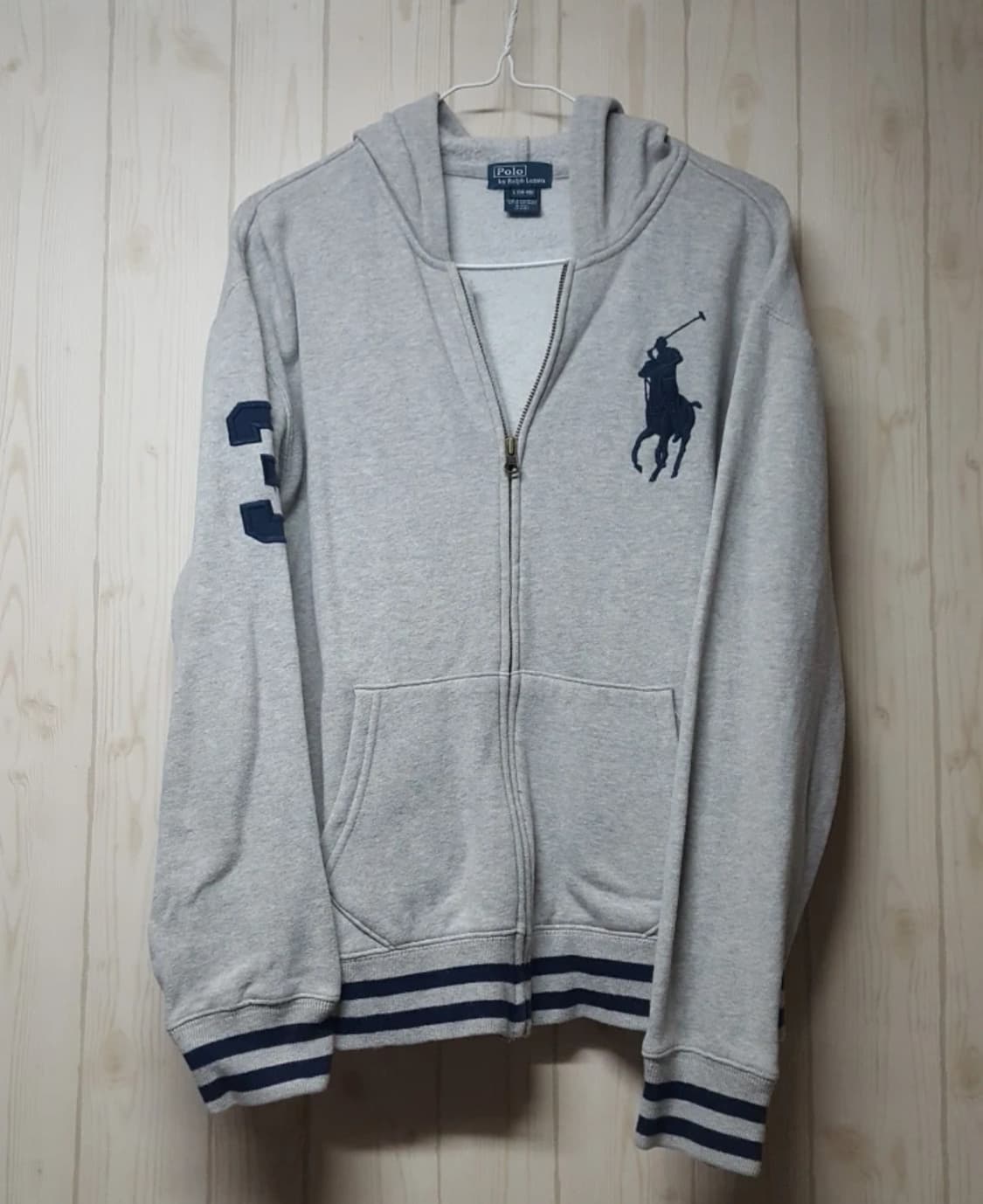 폴로 빅포니 3 그레이 후드집업 보이즈사이즈 상품이미지1
