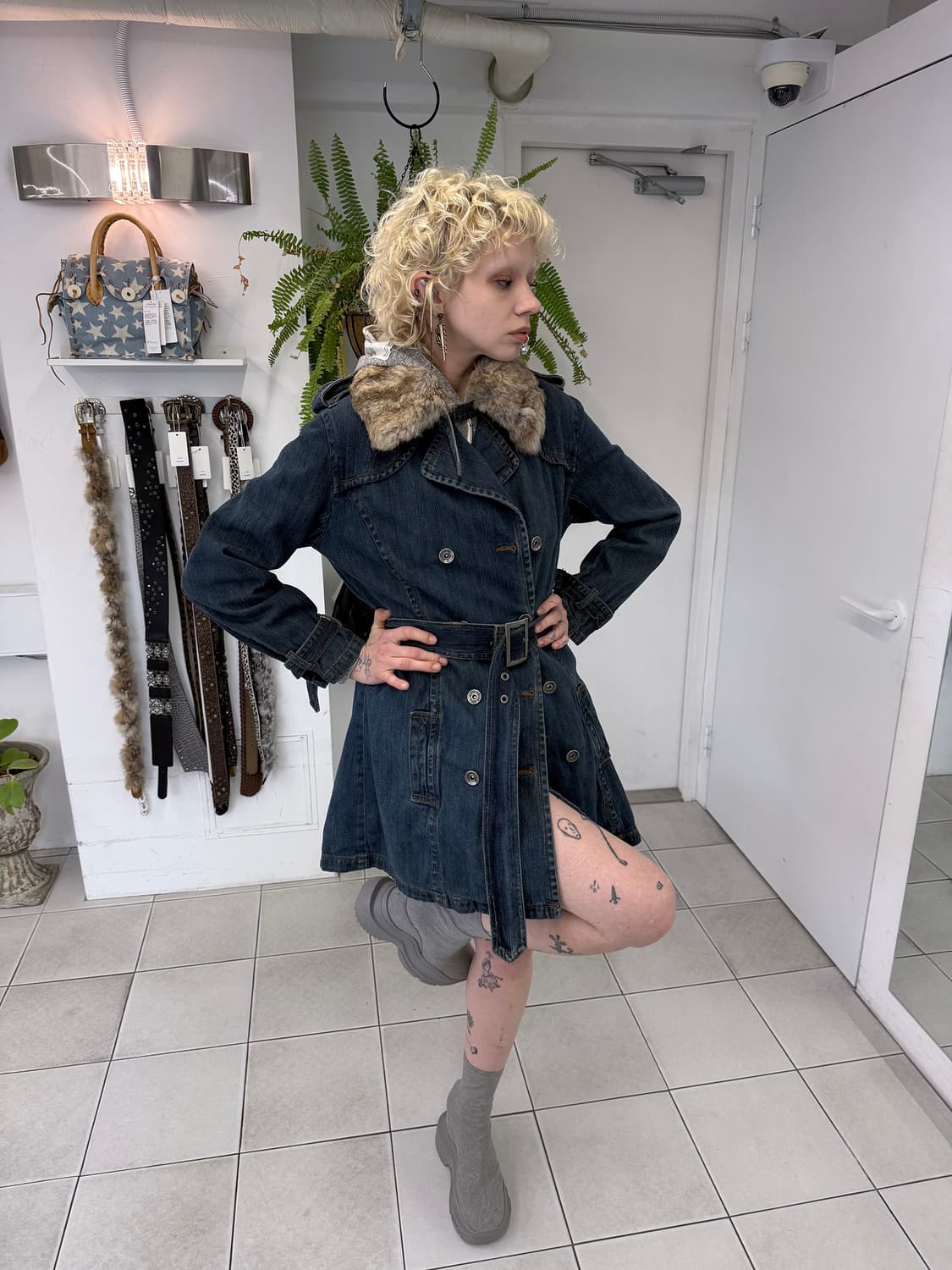 denim double coat 상품이미지1