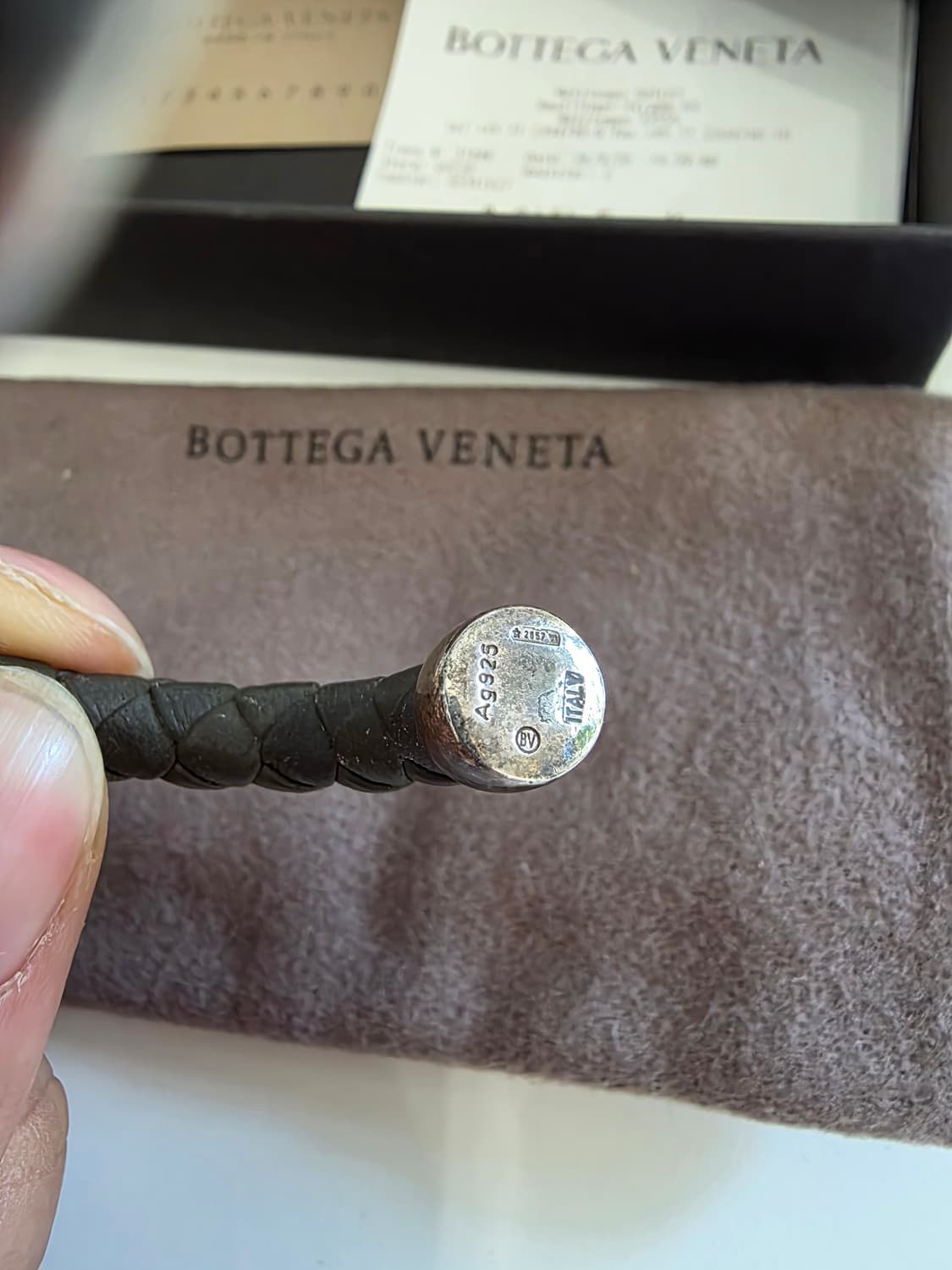 보테가 베네타 스털링 실버 가죽 위빙 팔찌 
 상품이미지3